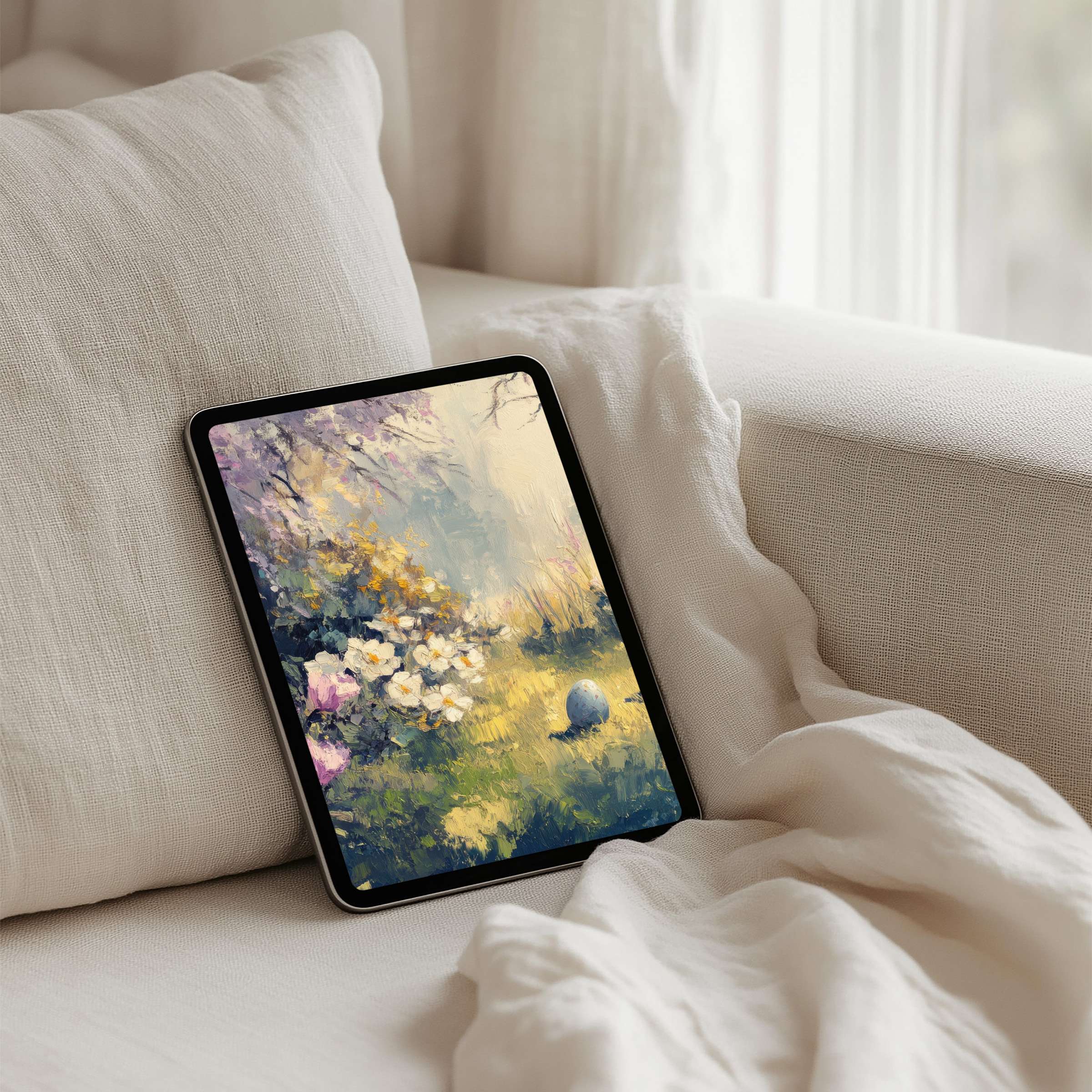 Elegant floral iPad background in soft pastels offers instant download for mindful inspirations on tablets enhancing calm elegance