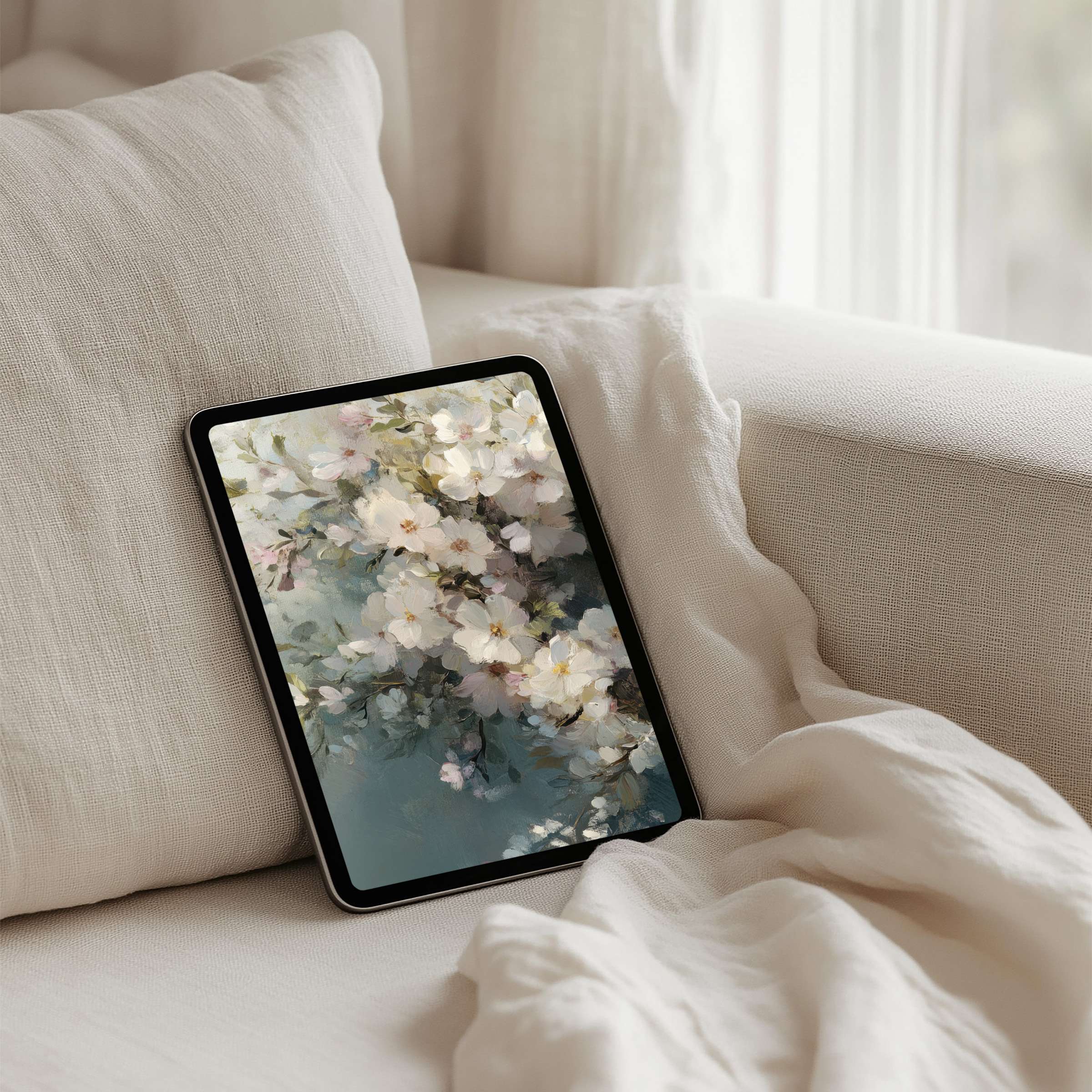 Elegant floral iPad background for instant download offers a serene retreat on any tablet, inspiring calm and mindfulness