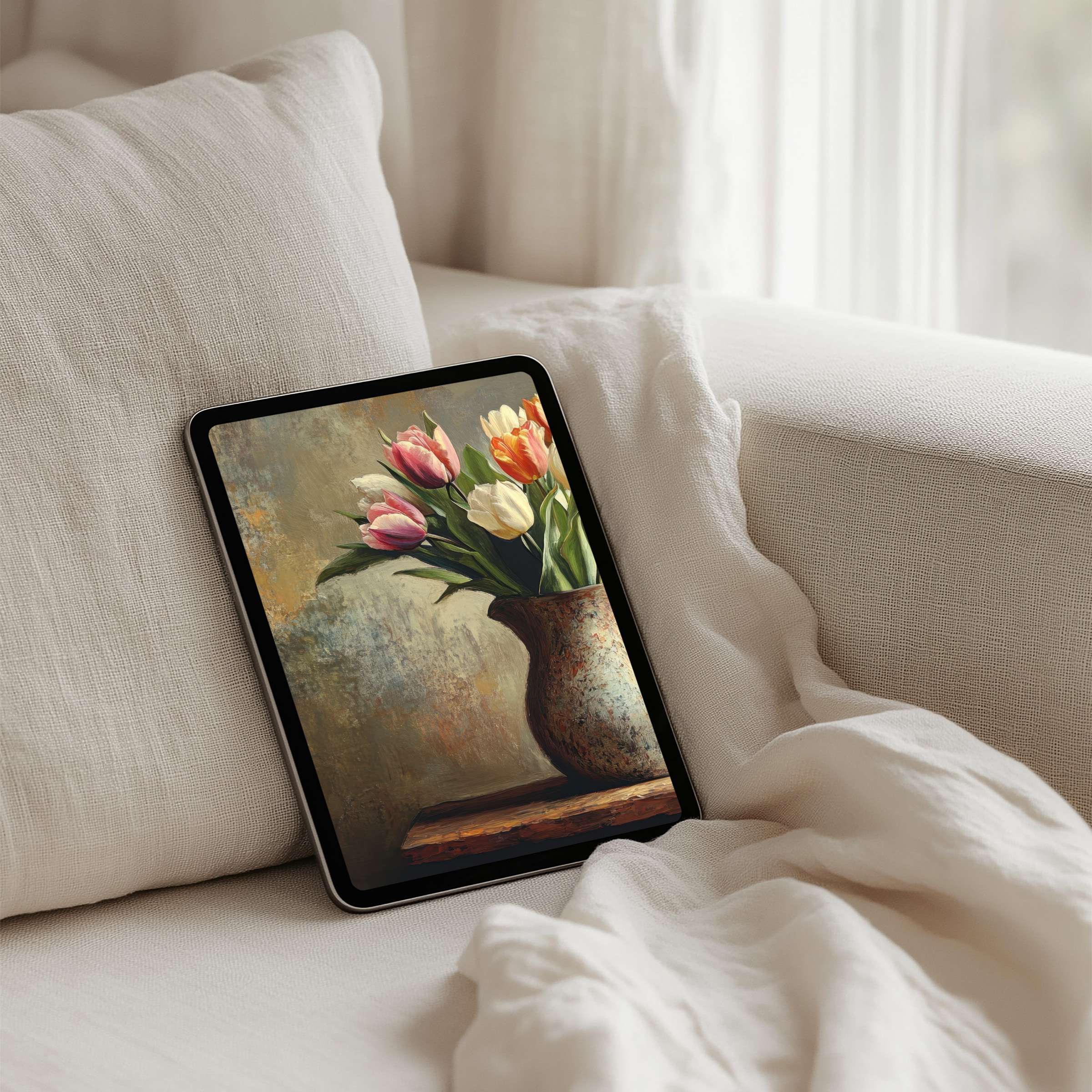 Elevate your space with a serene floral iPad background for instant download; perfect for any tablet to inspire calm and elegance