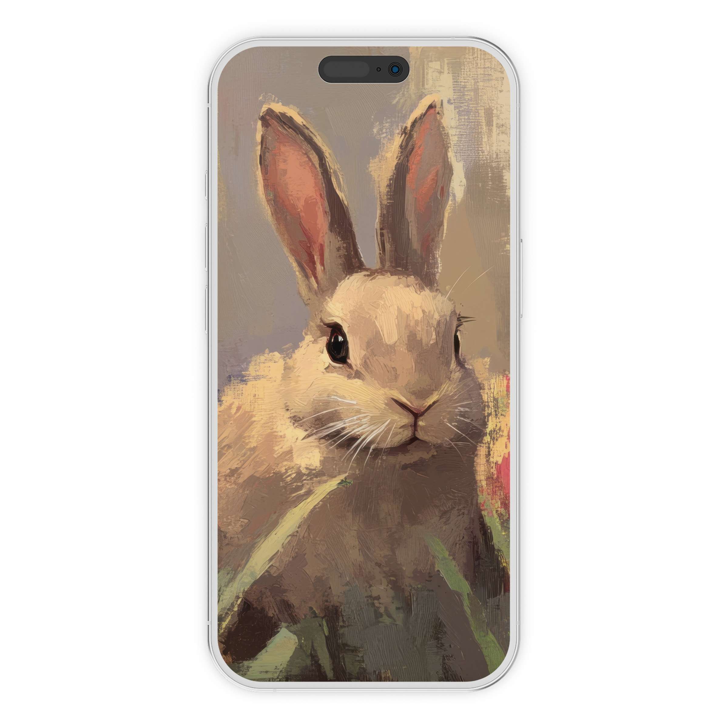 Charming easter iPhone wallpaper featuring a serene rabbit illustration as a digital download suitable for phone backgrounds