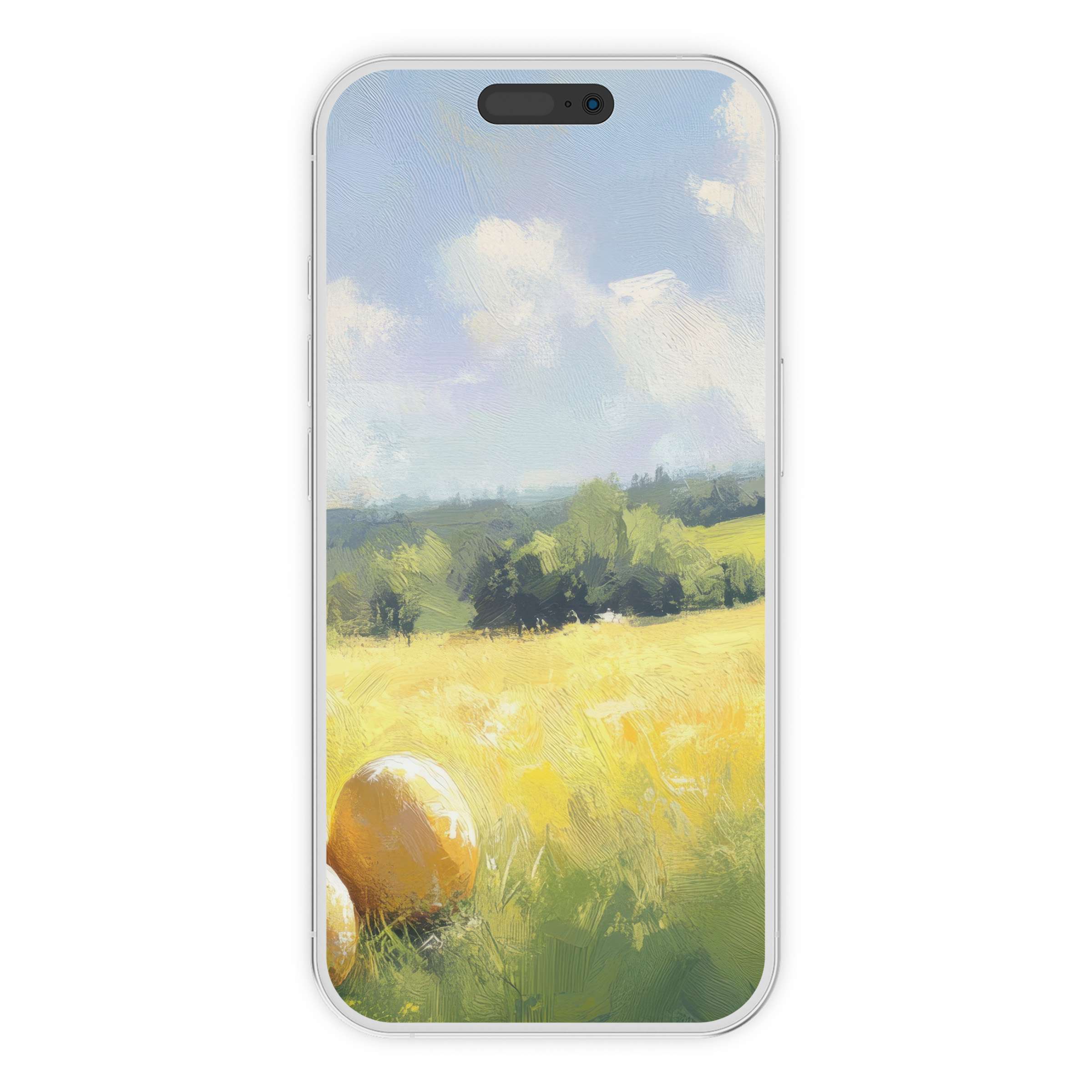 Easter iPhone wallpaper featuring serene fields under a bright sky, perfect digital download phone background for any device