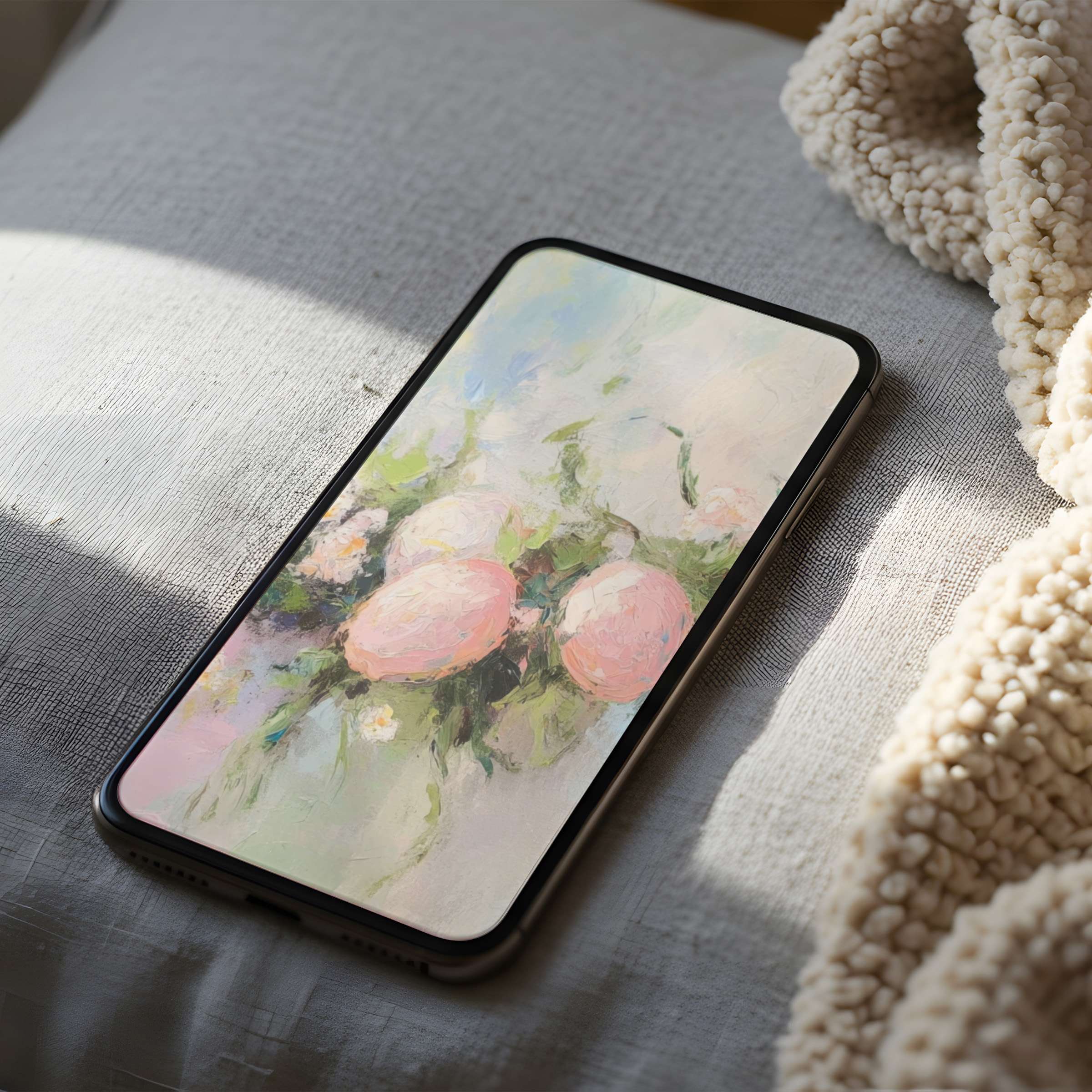 Romantic pastel floral phone wallpaper brings serenity to your device, perfect for high-resolution iPhone and Android download