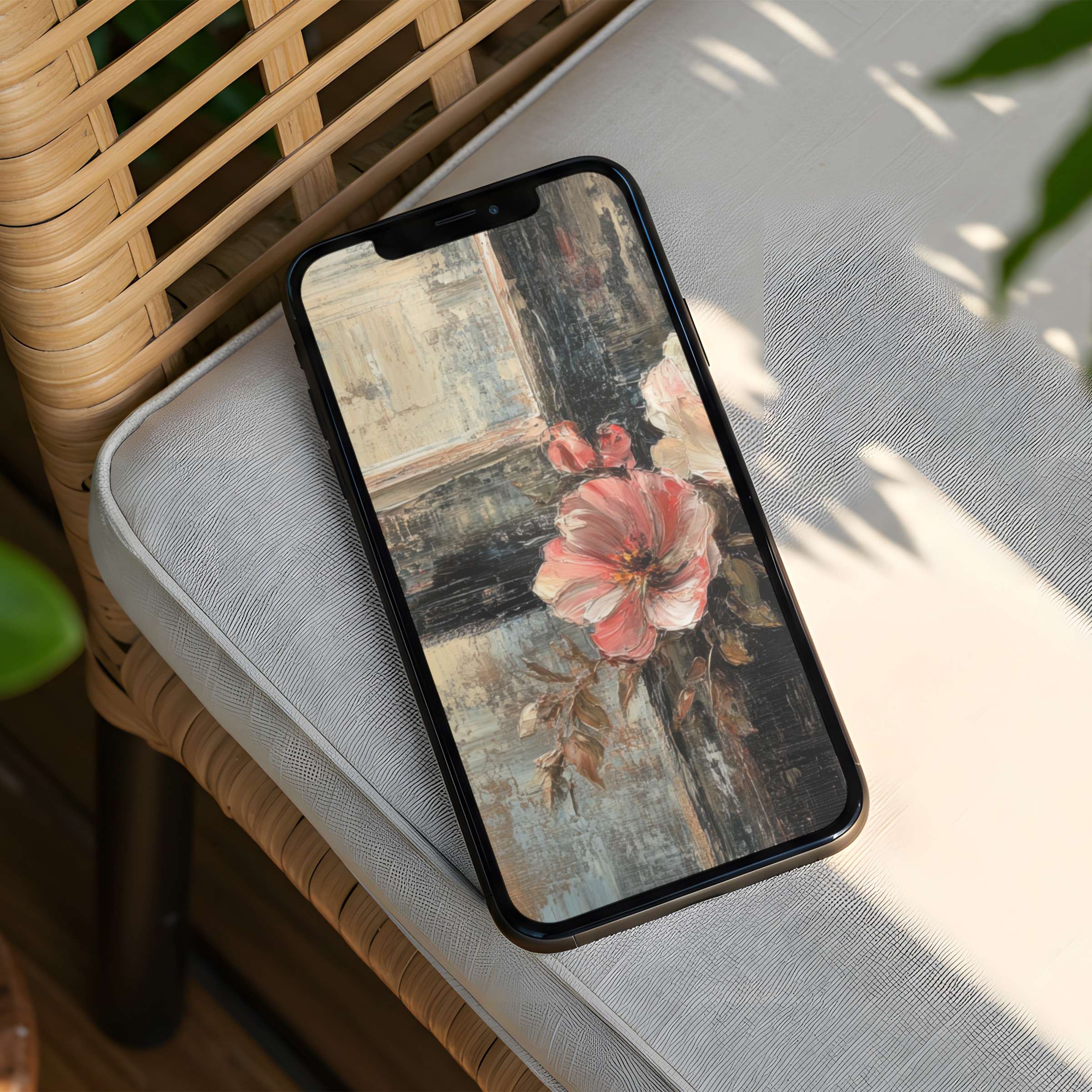 Elegant phone art featuring a serene floral design in earthy tones perfect for an iPhone background instant download for mindful elegance
