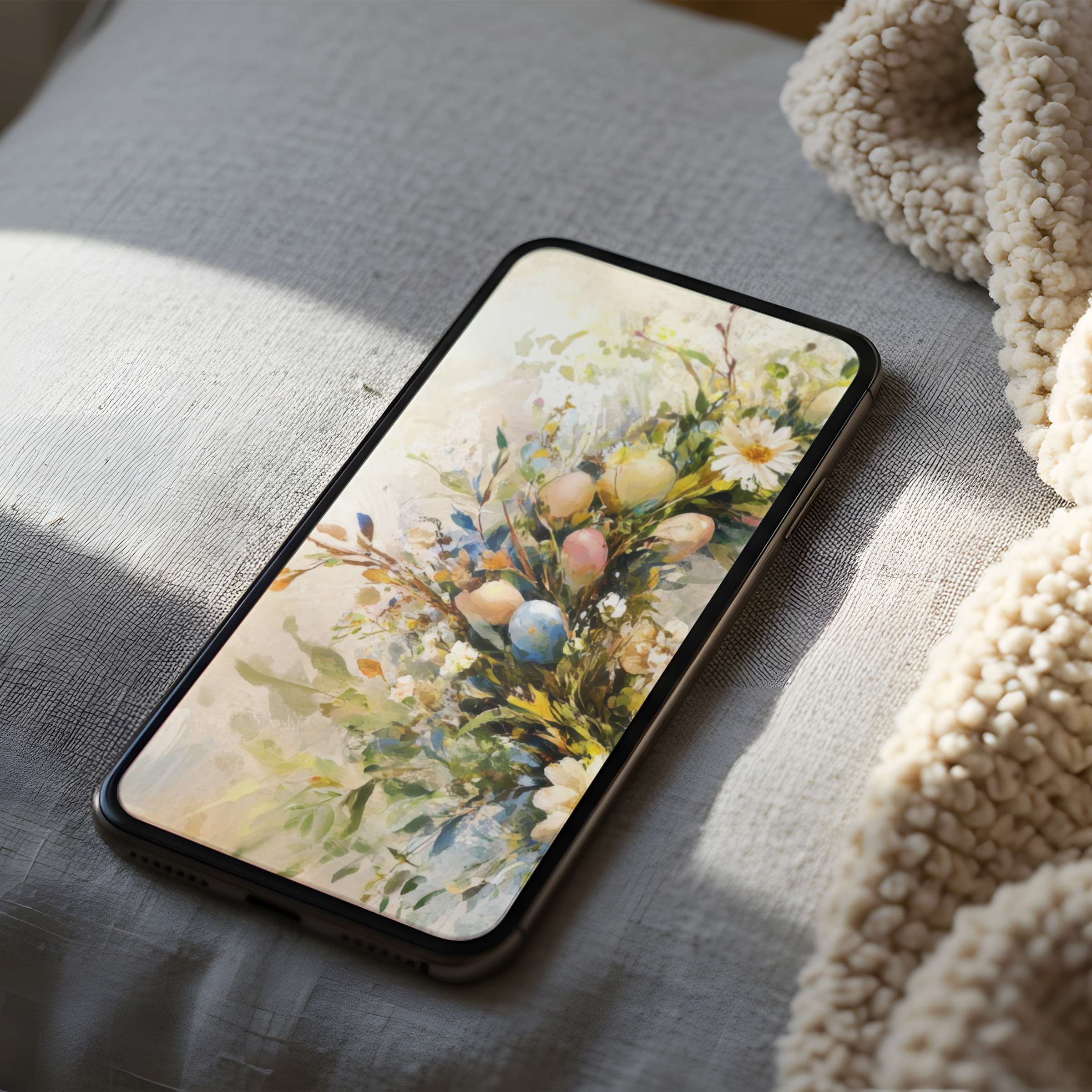 Elegant phone wallpaper featuring a serene floral motif with pastel hues enhances calmness, perfect for high-resolution iPhone digital download