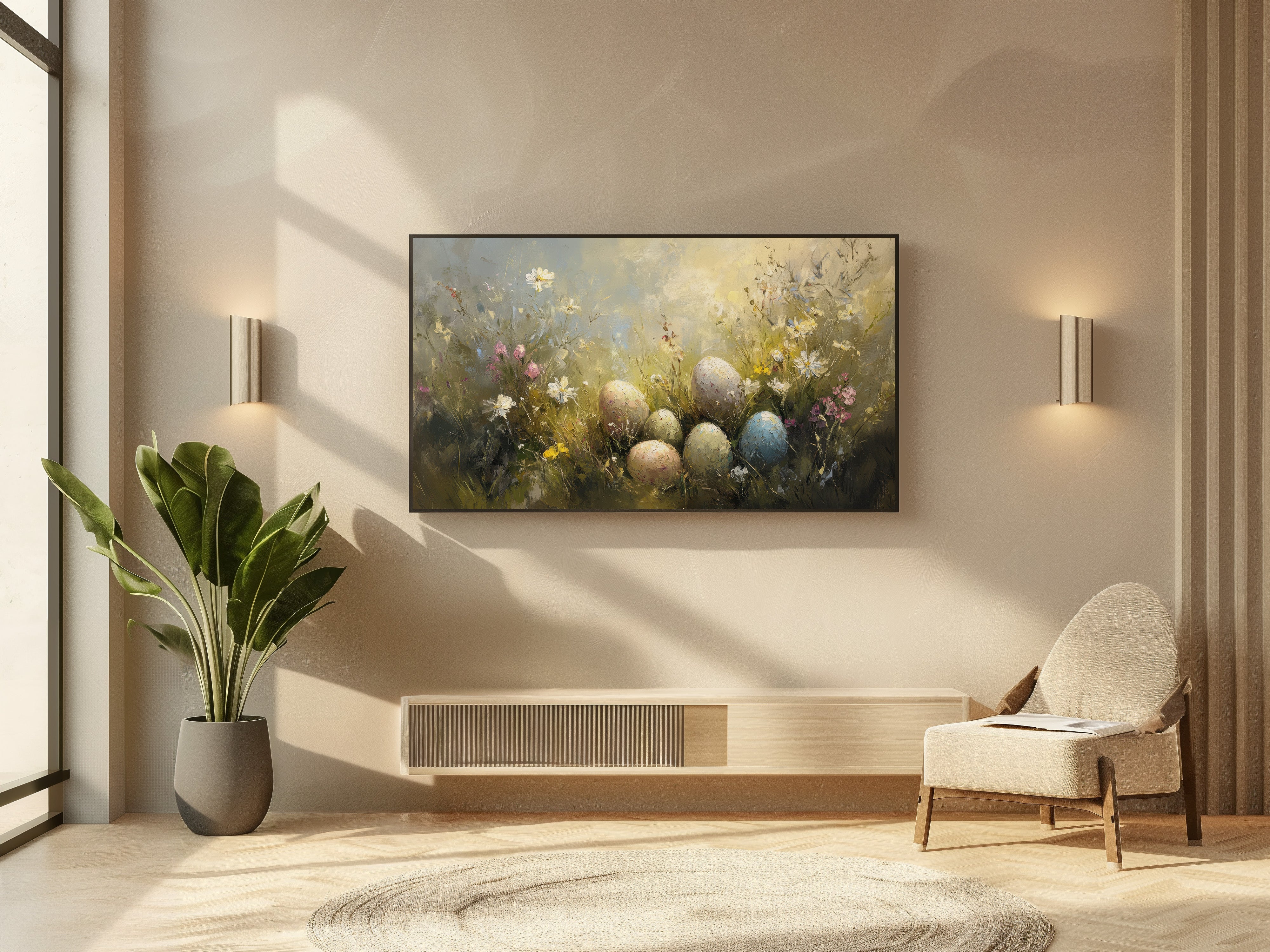 Floral Easter Eggs Frame TV Art