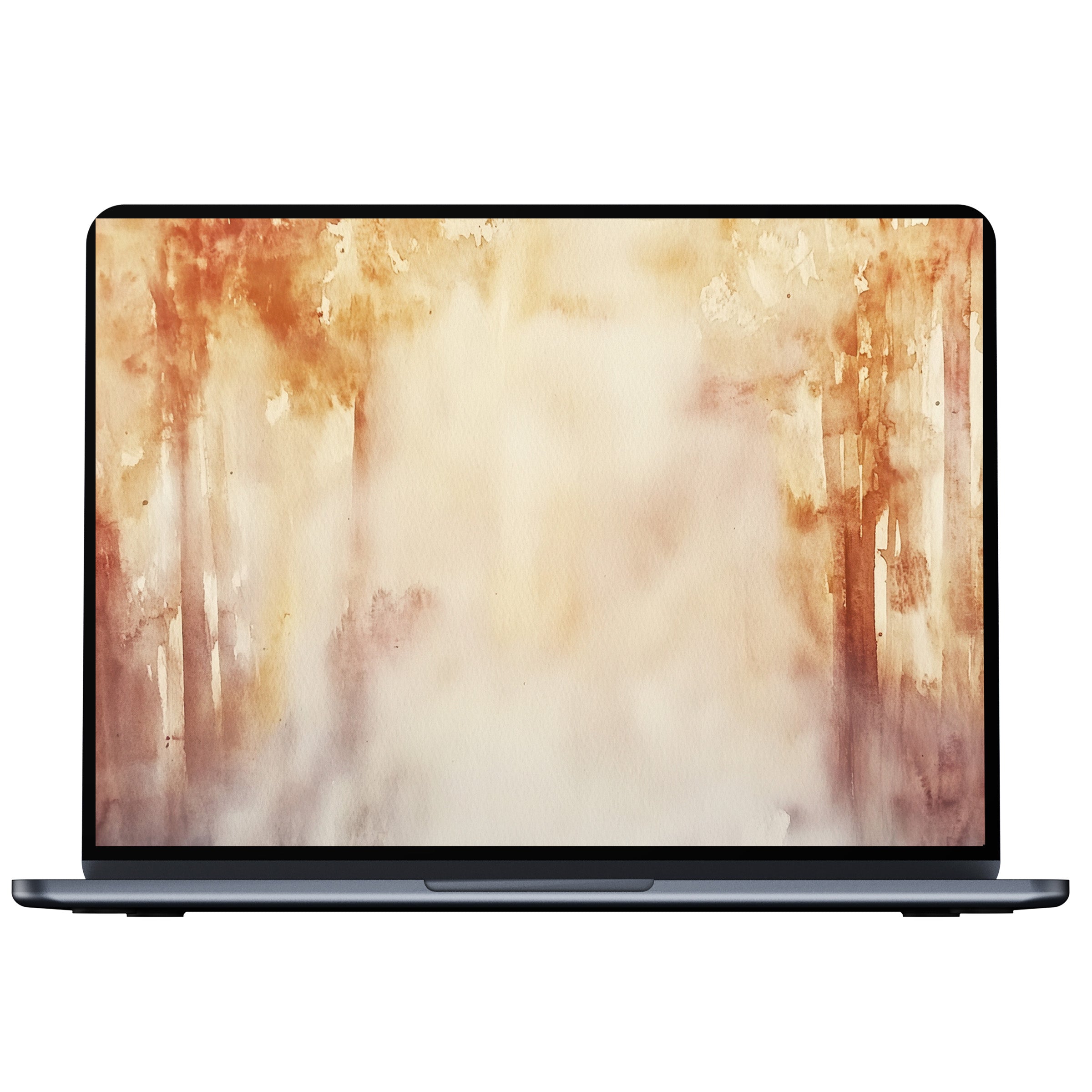 Elegant fall desktop wallpaper digital download showcases soothing autumn tones in watercolor style, perfect for PC and laptop use