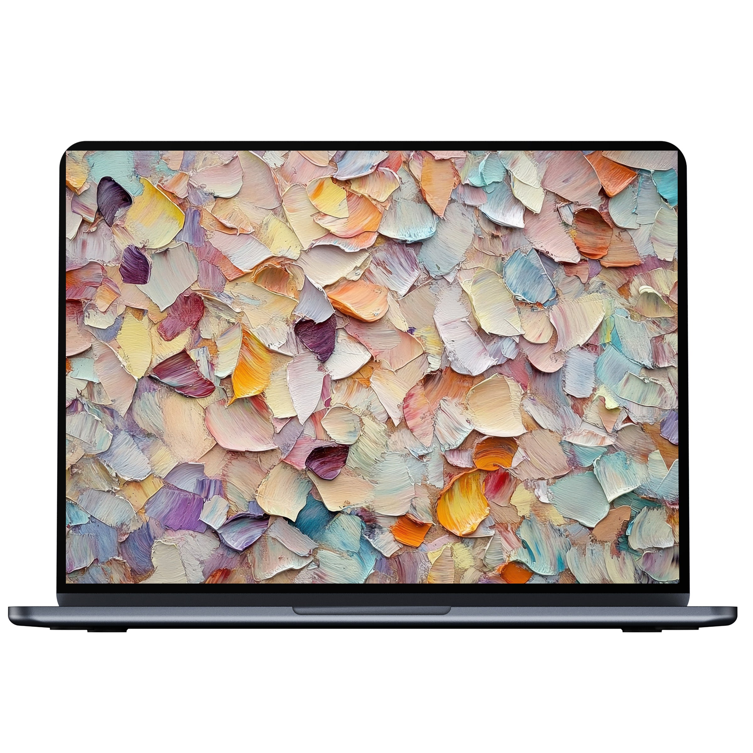Elegant fall desktop wallpaper digital download with pastel brushstrokes creating a calming texture for PC or laptop screens