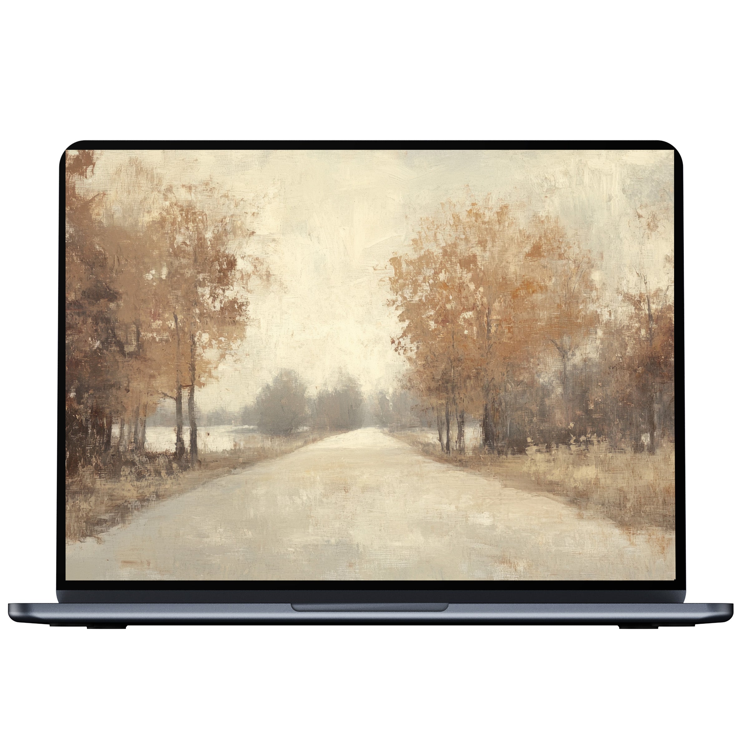 Elegant fall desktop wallpaper with serene autumn path and soft textures evoke calm inspiration for PC, laptop digital download