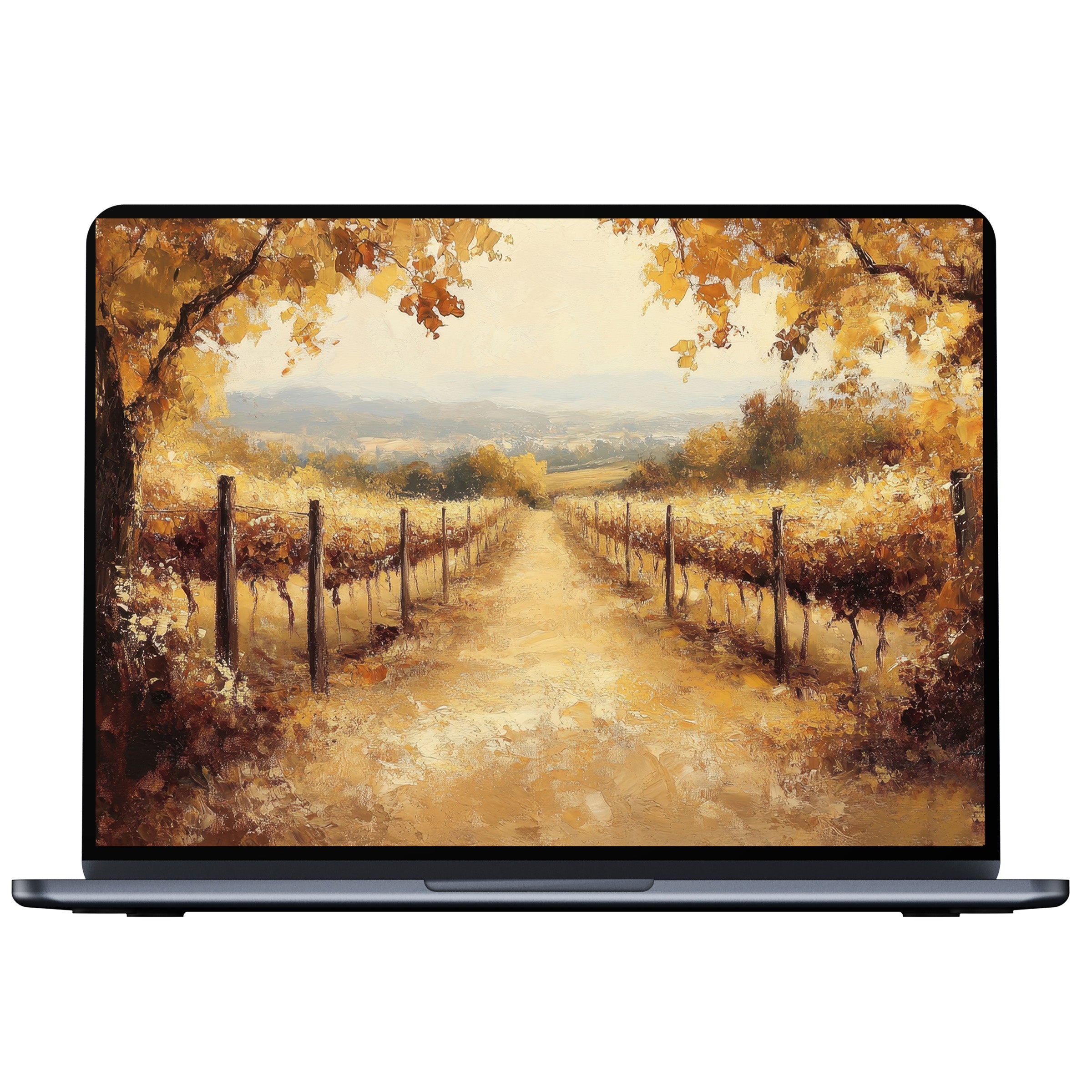 Elegant fall desktop wallpaper featuring a serene golden landscape, perfect for digital download on PC or laptop for mindful inspiration