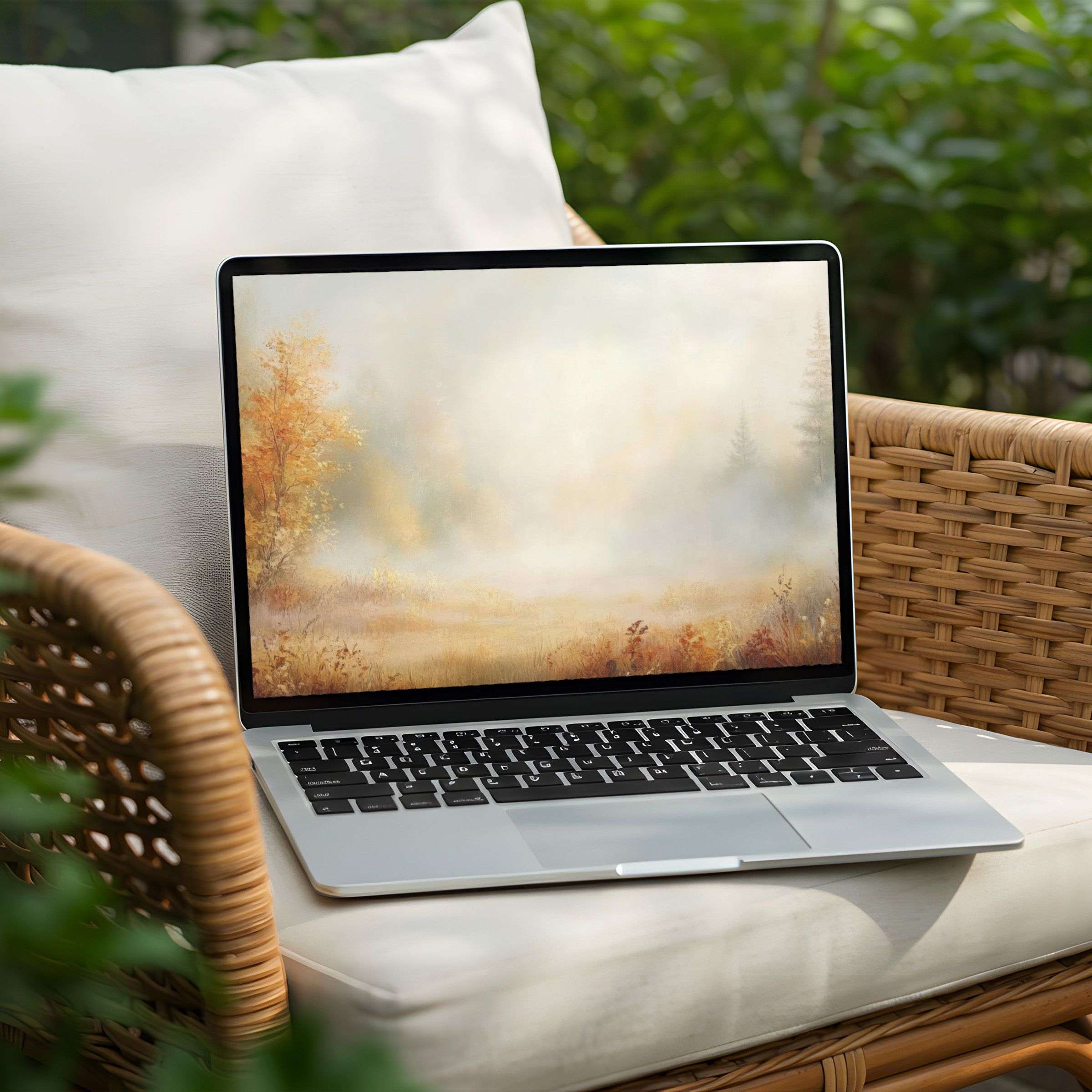 Calm autumn landscape desktop background for Laptop or PC instant download offers elegance and inspiration in soothing warm tones