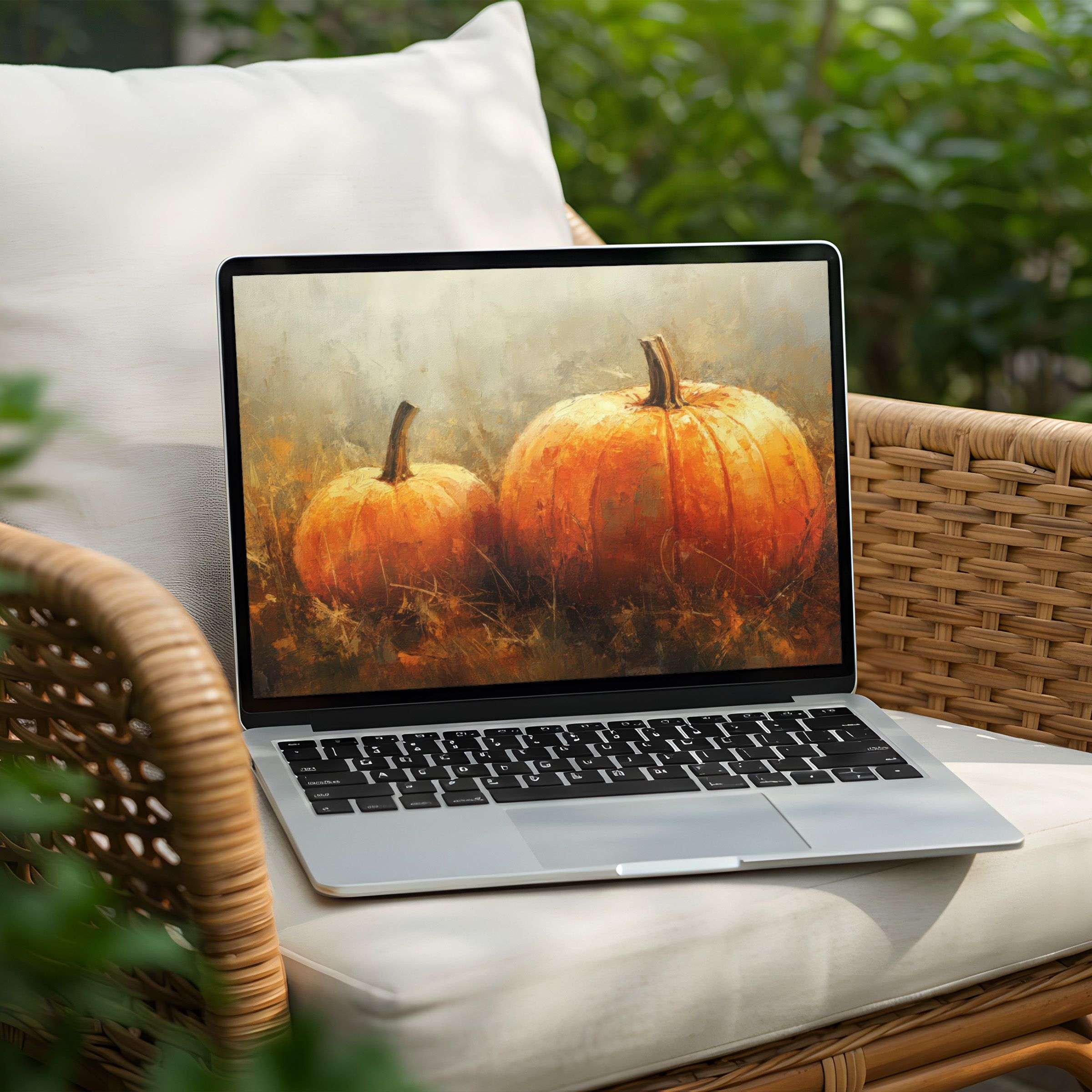Inspire mindfulness with this peaceful pumpkin-themed desktop background for PC or Laptop; instant download for elegant style