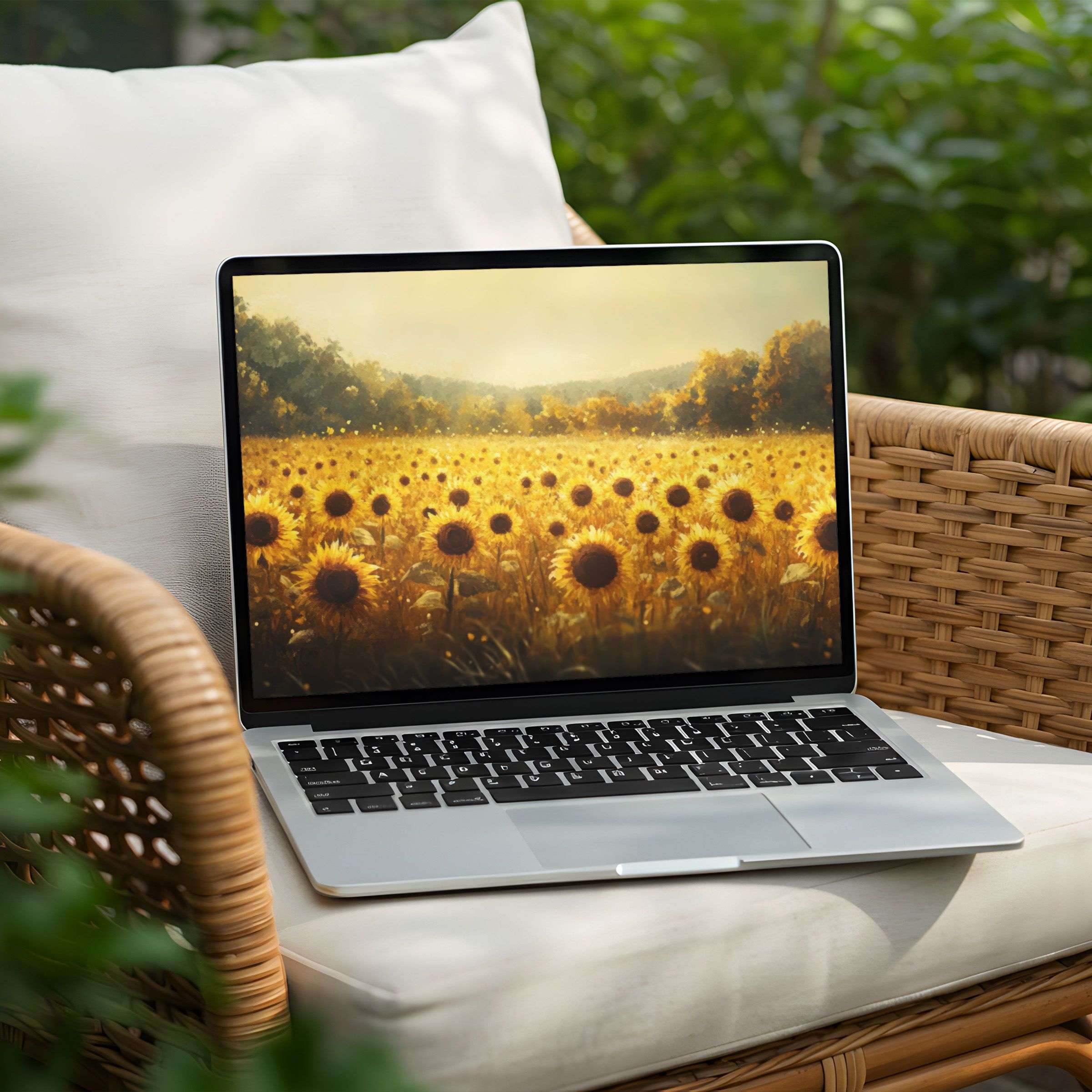 Sunflower field desktop background for PC or Laptop instant download offering elegance and a peaceful, inspiring ambiance