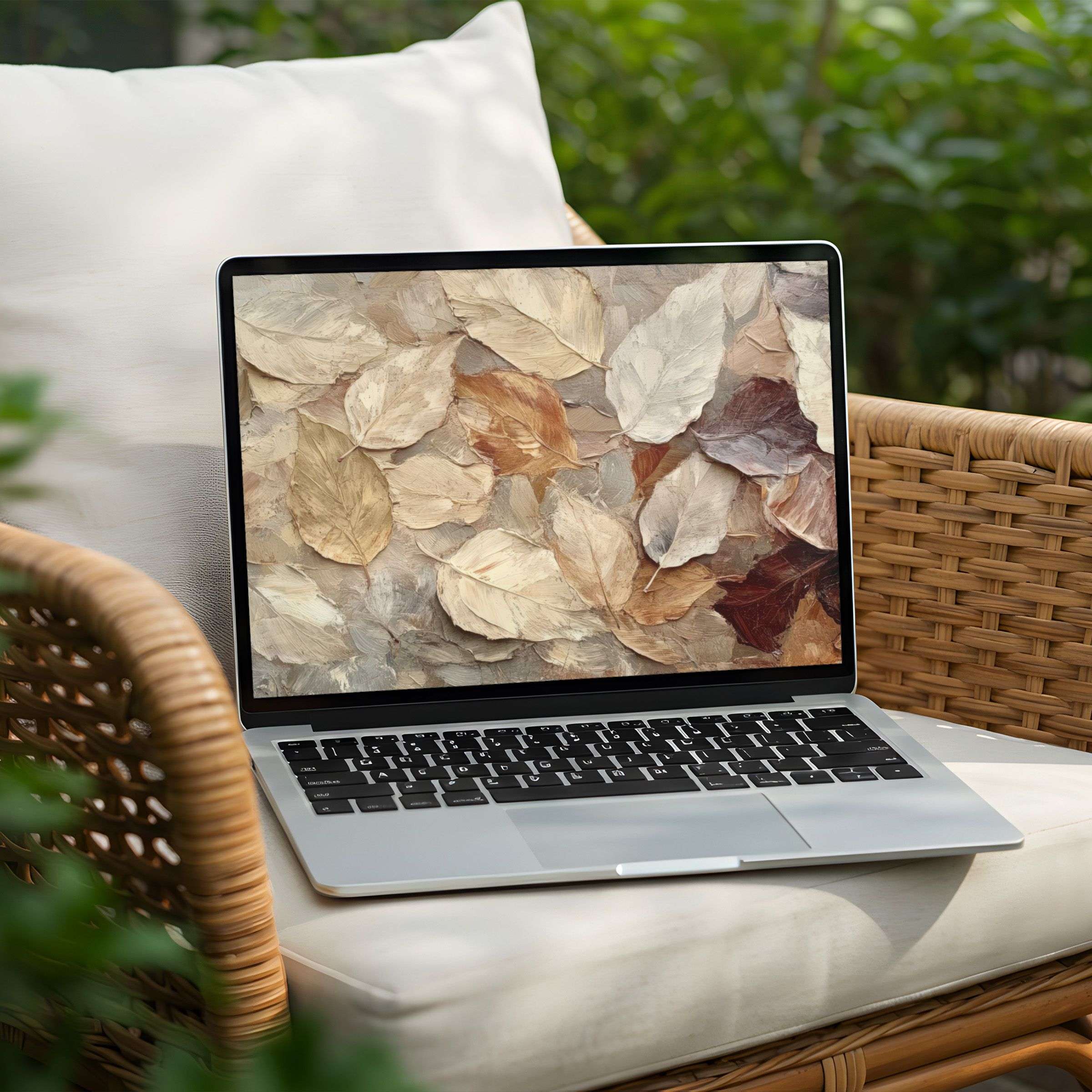 Elegant neutral leaf artwork for your PC or Laptop desktop background Instant download inspires calm and sustainable aesthetics