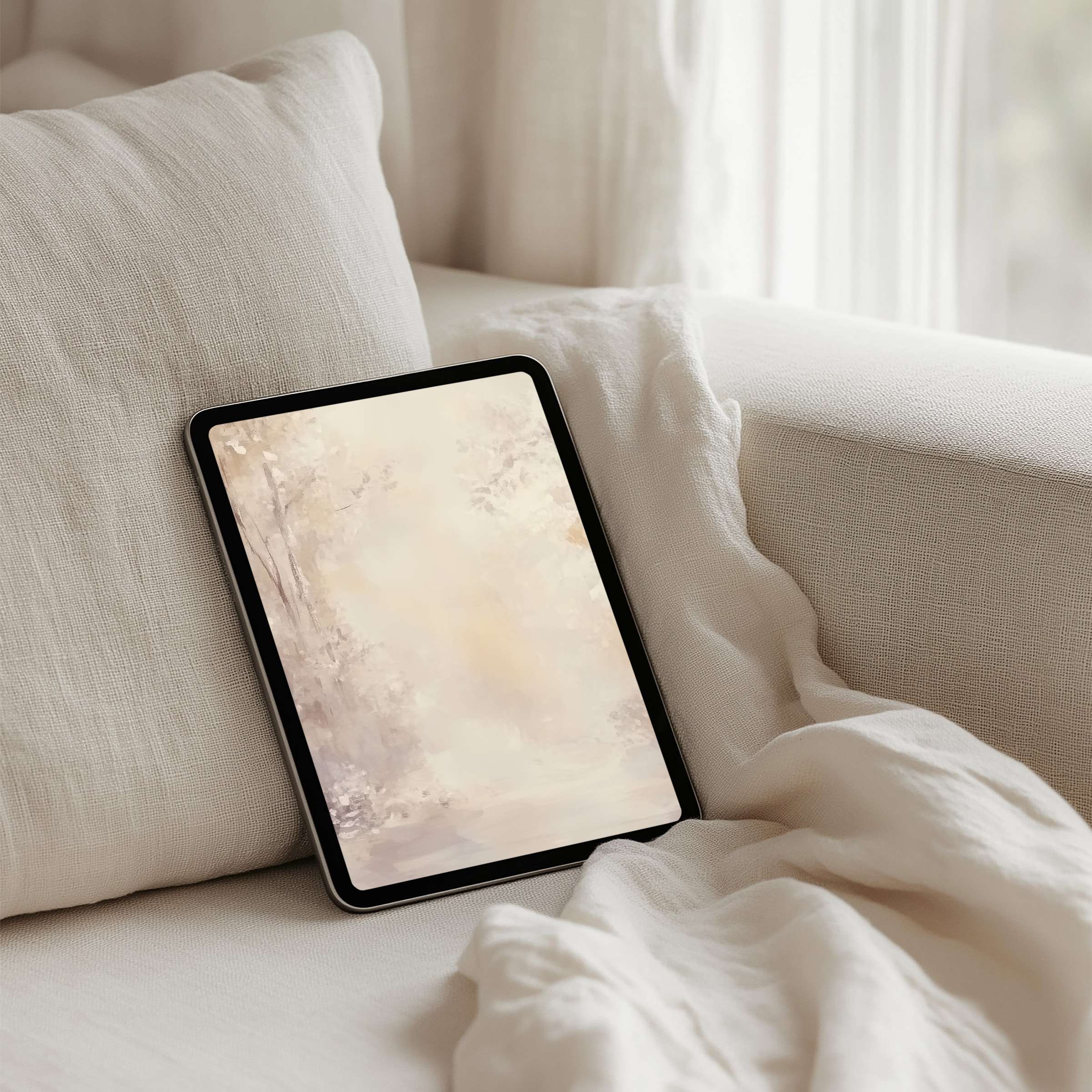 Calm, elegant watercolor iPad background for instant download enhances mindfulness on tablets like iPad, Samsung, and Android