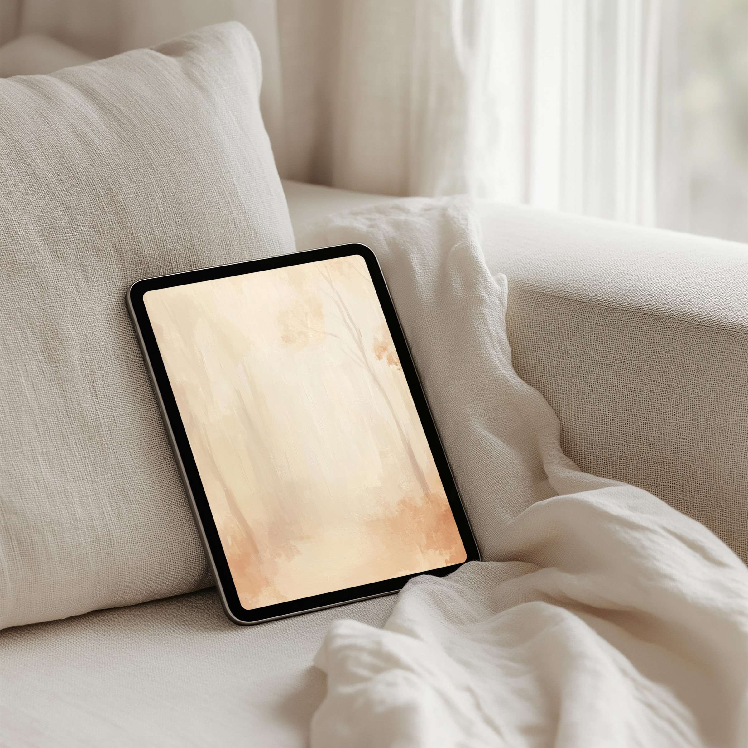 Elegant iPad background featuring soft beige hues for a calming touch, perfect for any tablet, available as an instant download