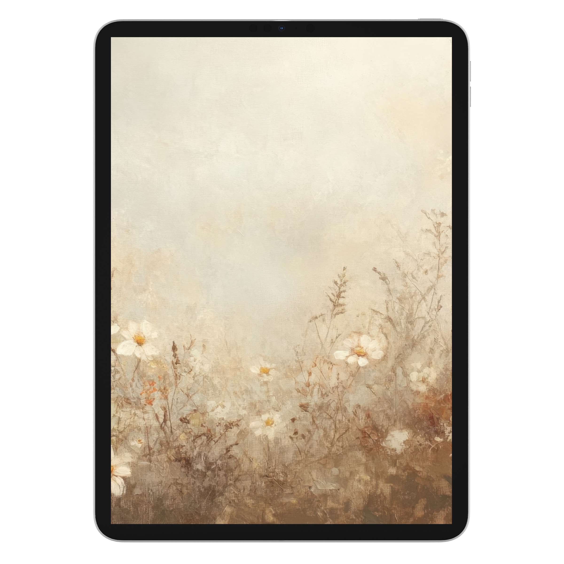 Elegant fall iPad wallpaper with soft floral illustration, perfect digital download for a serene tablet background for any device