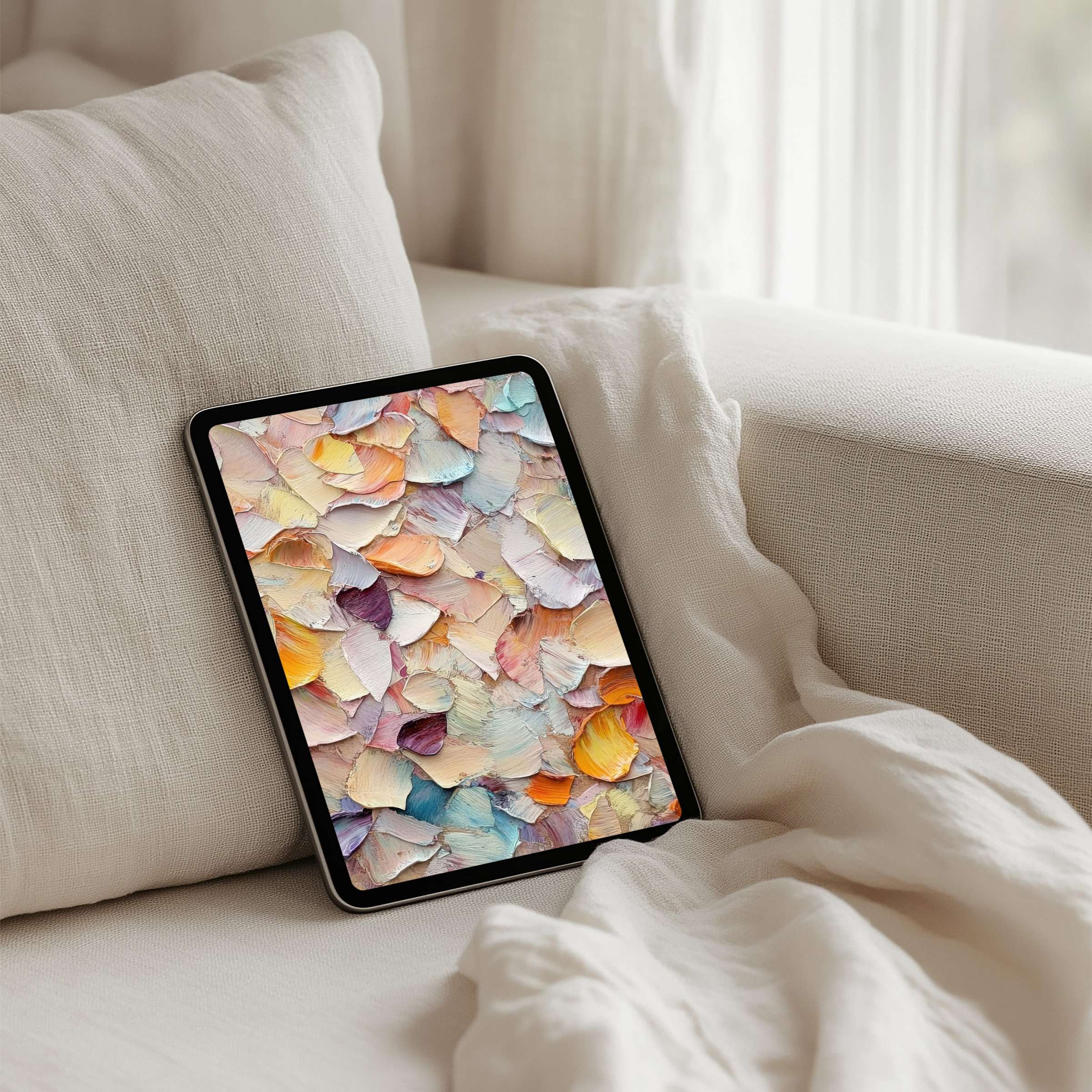 Elegant iPad background with pastel textures for mindful aesthetics instant download fits any tablet for inspiring calm design
