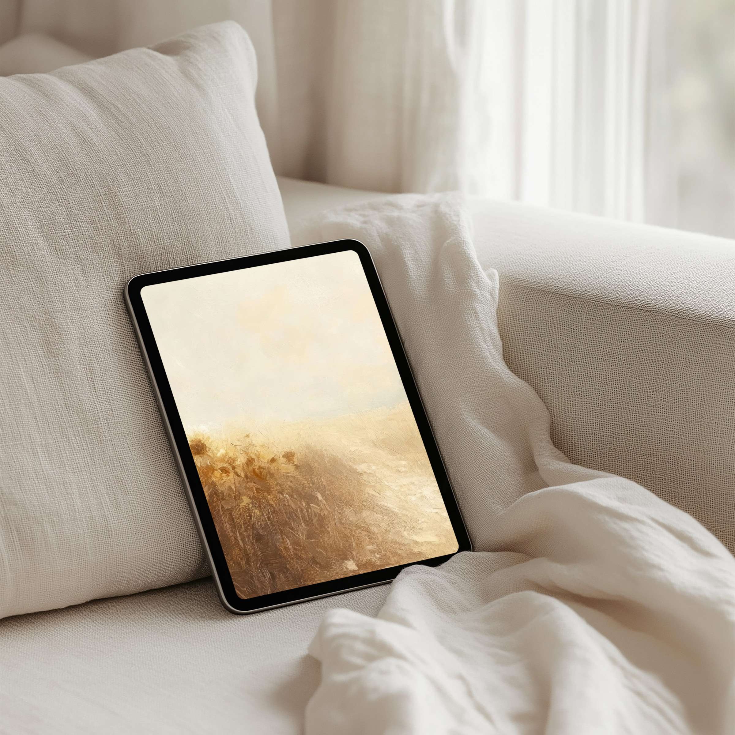 Elegant iPad background in warm, soft hues evokes calm and inspiration perfect for instant download on any tablet device