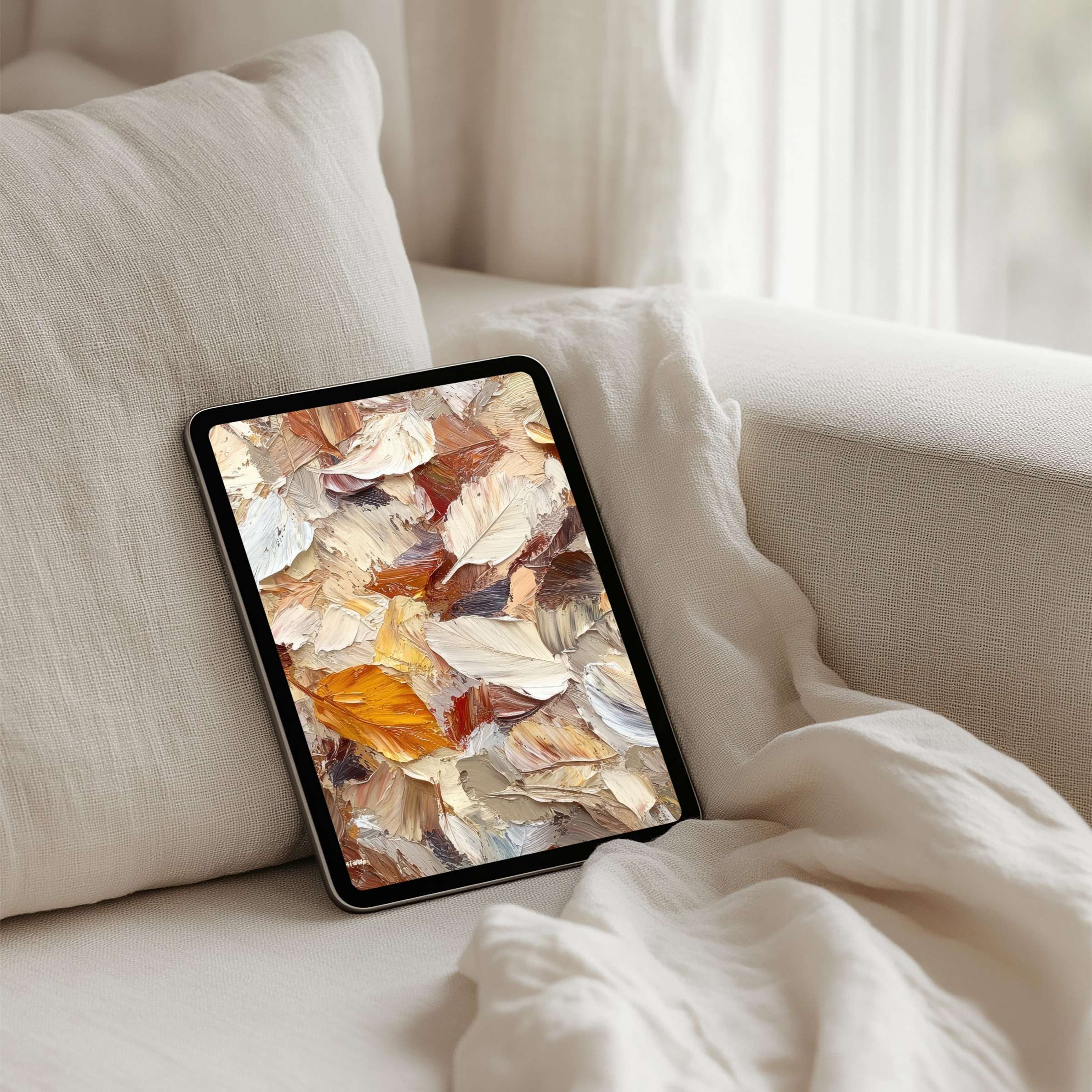 Elegant abstract leaf pattern iPad background for instant download fits all tablets brings calm and inspiration to your device