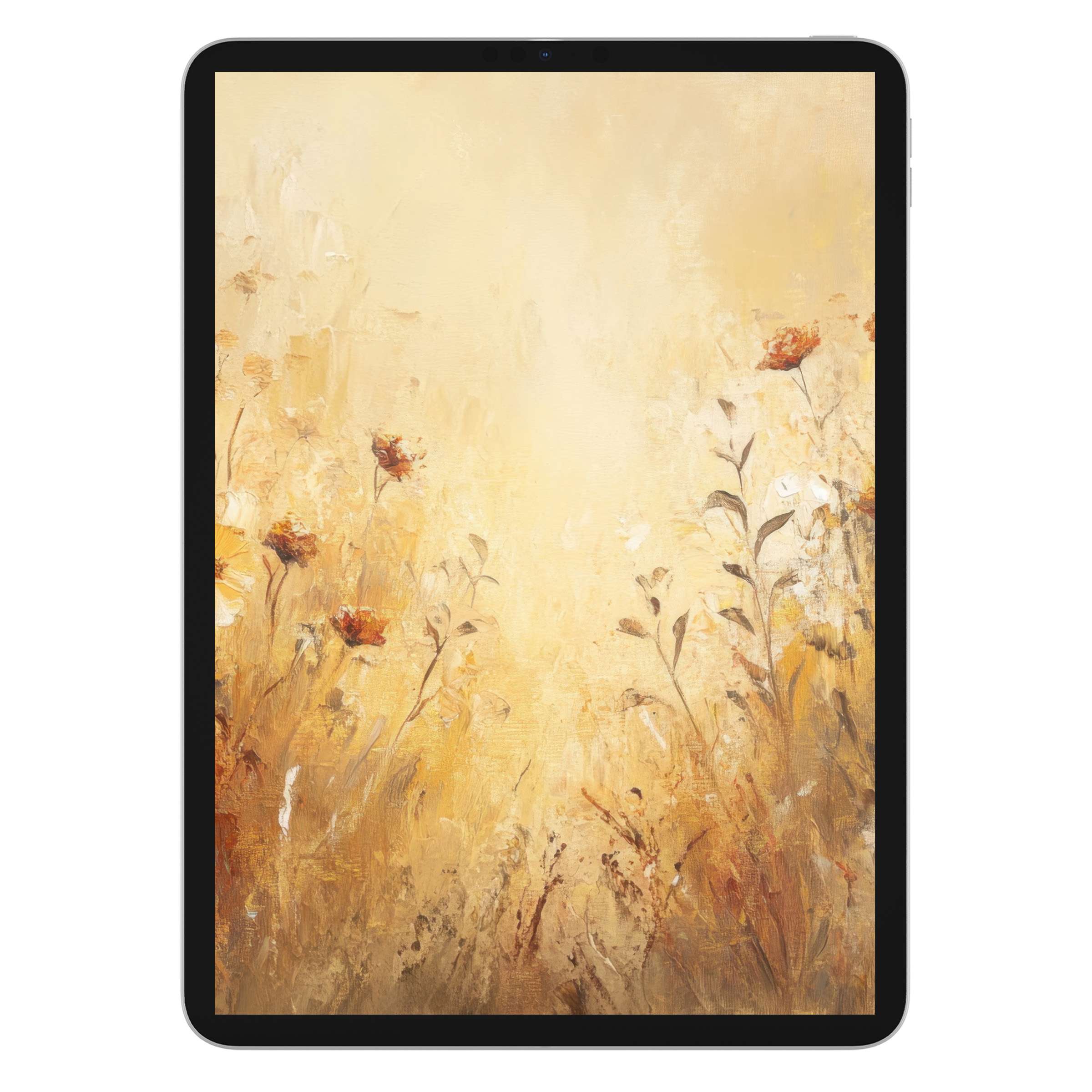 Elegant fall iPad wallpaper, featuring warm, muted florals perfect as a digital download background for tablets and home screens