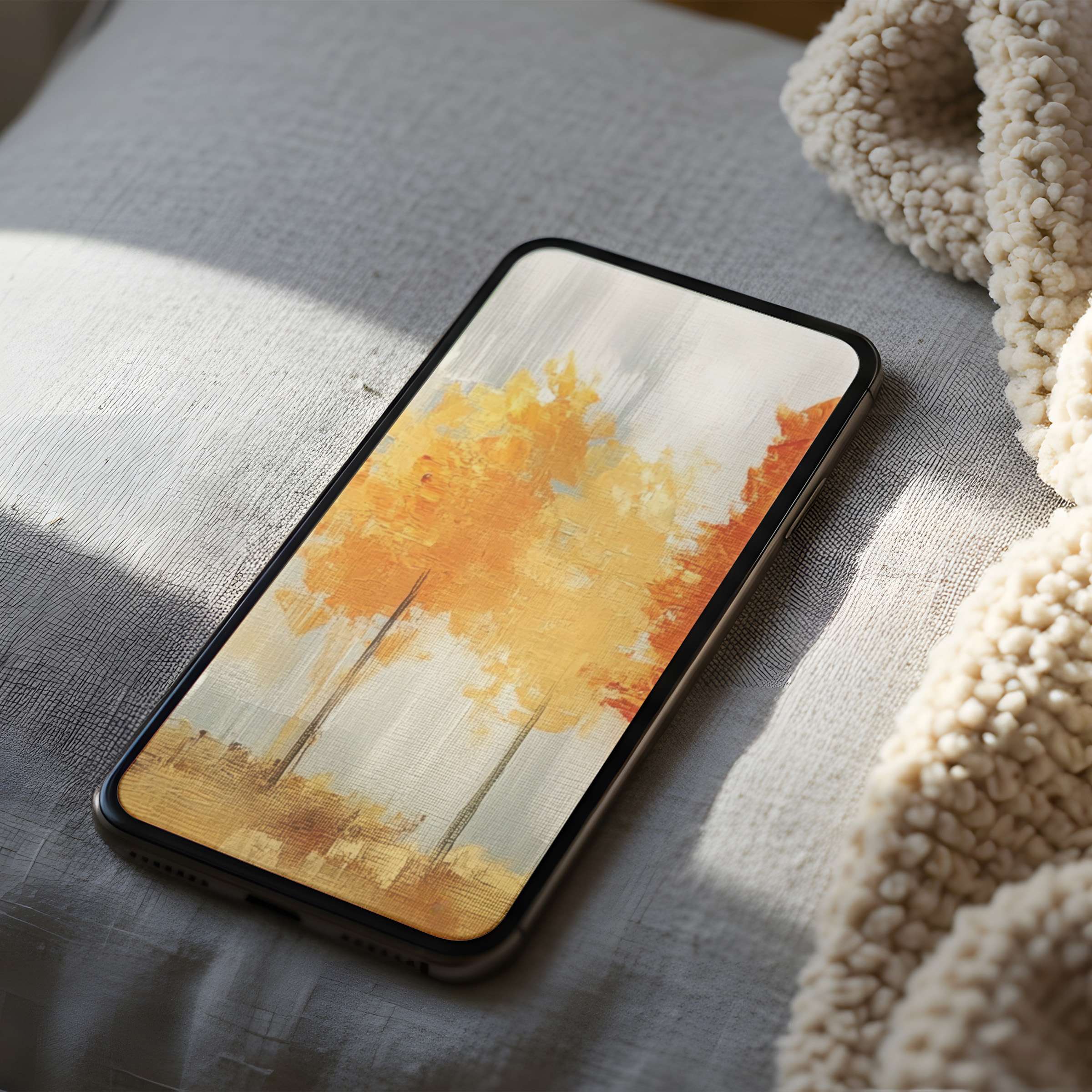 Elegant phone wallpaper featuring abstract golden trees in a high-resolution digital art perfect for iPhone and android download