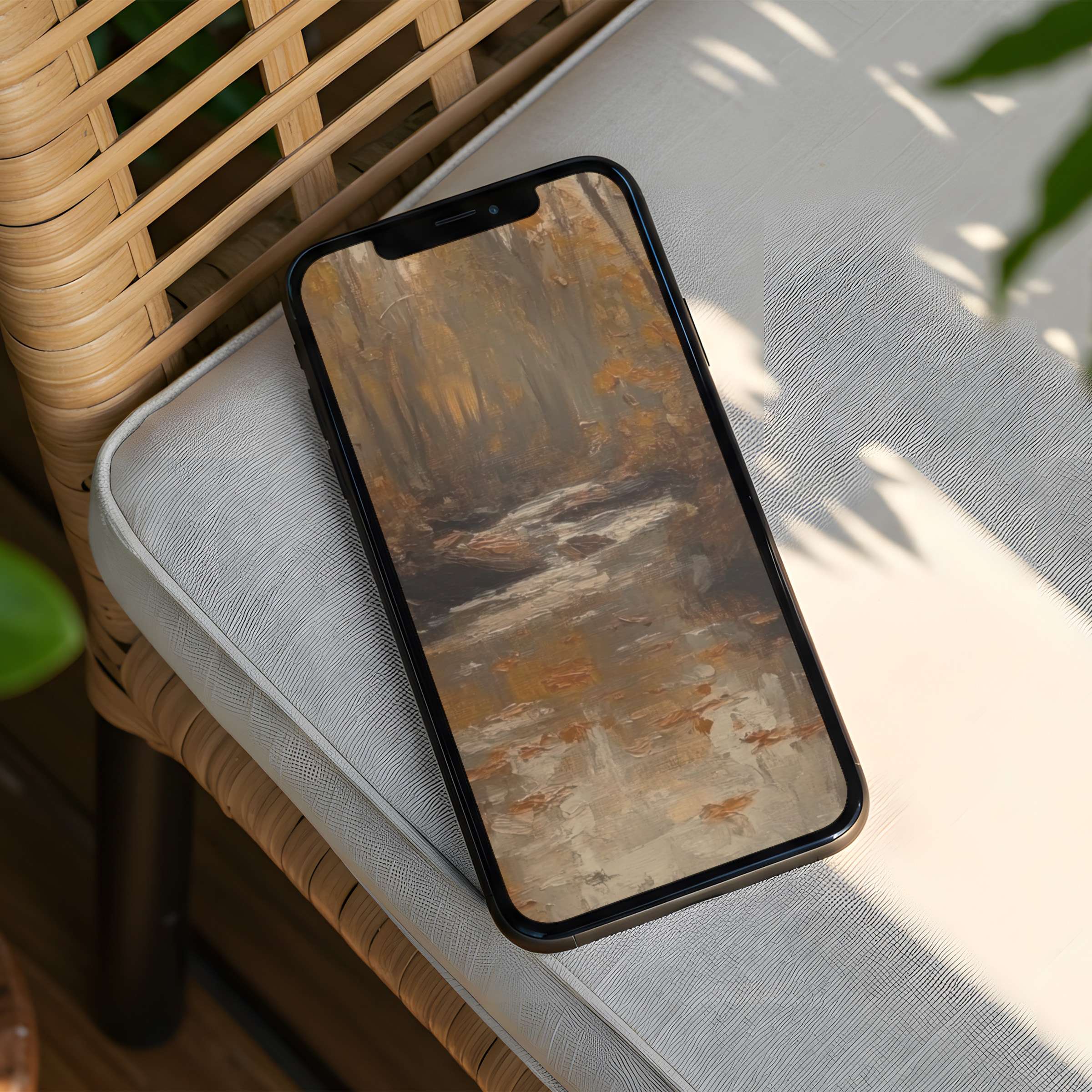Elegant iPhone background with calming abstract art in earthy tones, perfect for phone users seeking instant download and inspiration