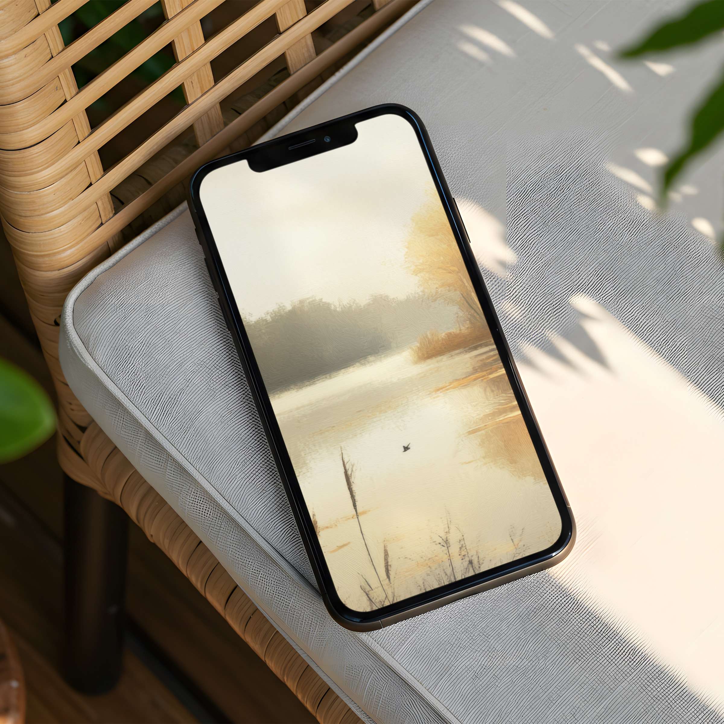 Serene iPhone background of tranquil lake scene for instant download on any phone, offering calm and elegant design inspiration
