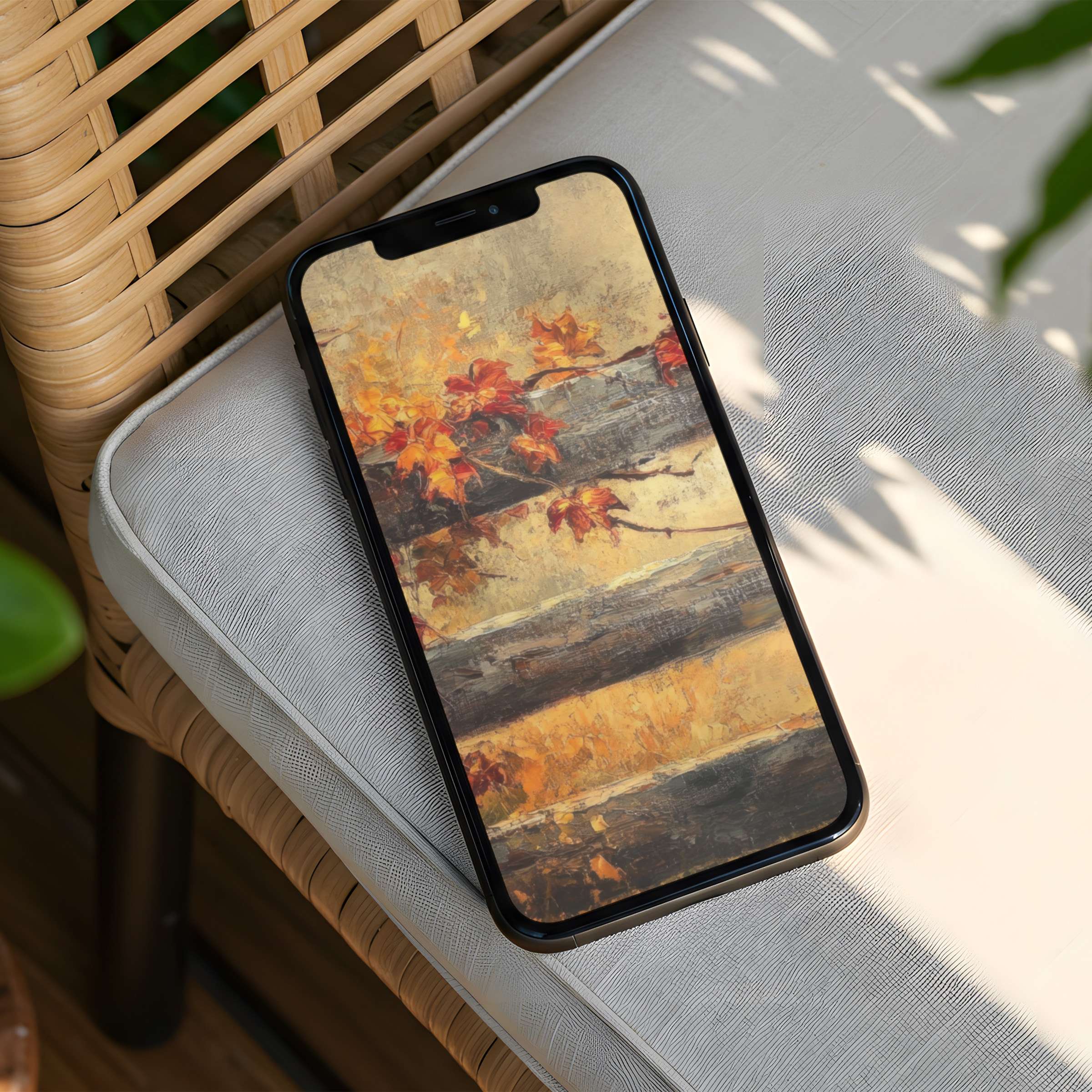 Elegant autumn-inspired iPhone background in warm tones brings calm and mindfulness to your phone with instant download for all devices