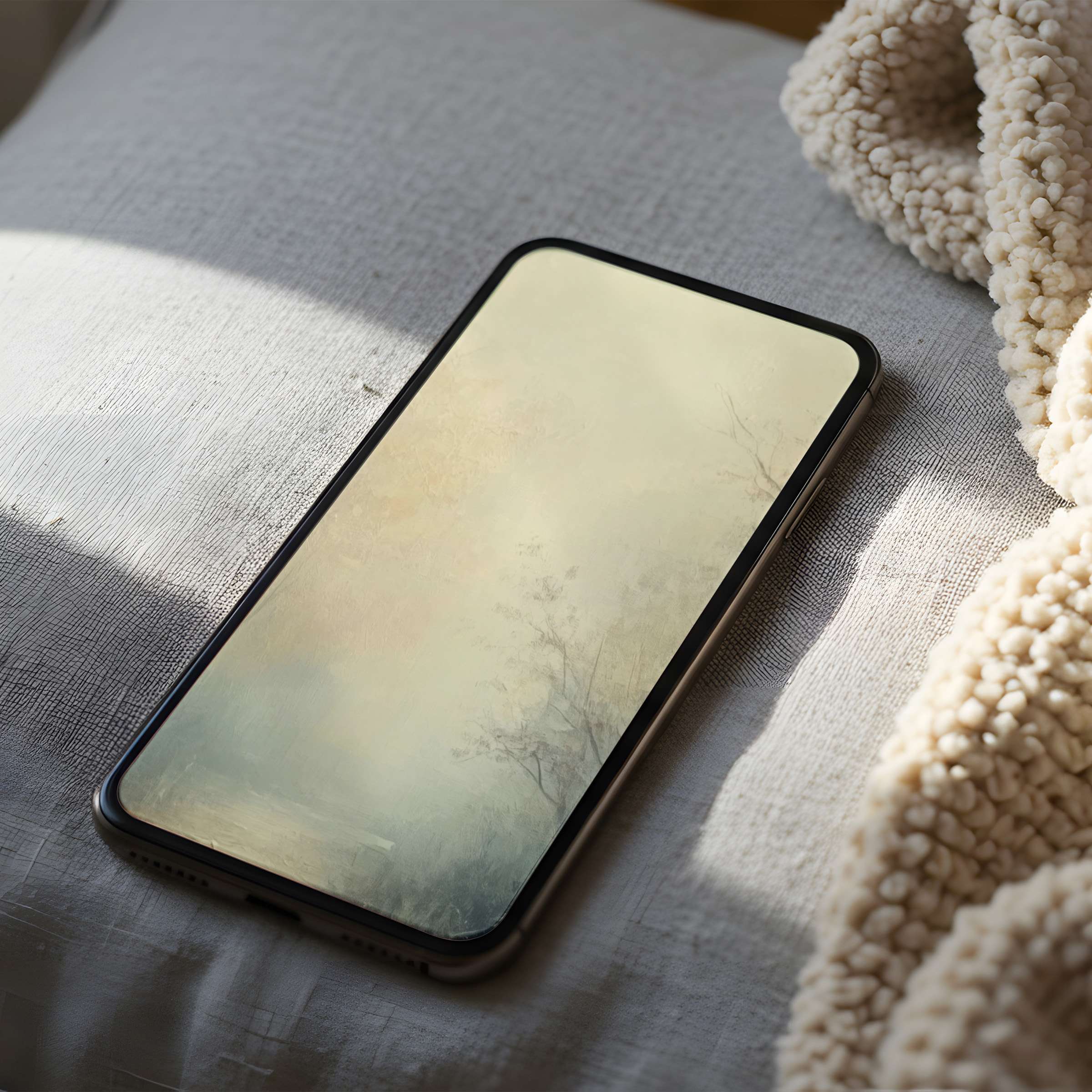 Elegant phone wallpaper featuring muted, serene art with soft pastels on high-resolution screen, perfect for iPhone and Android users seeking tranquility