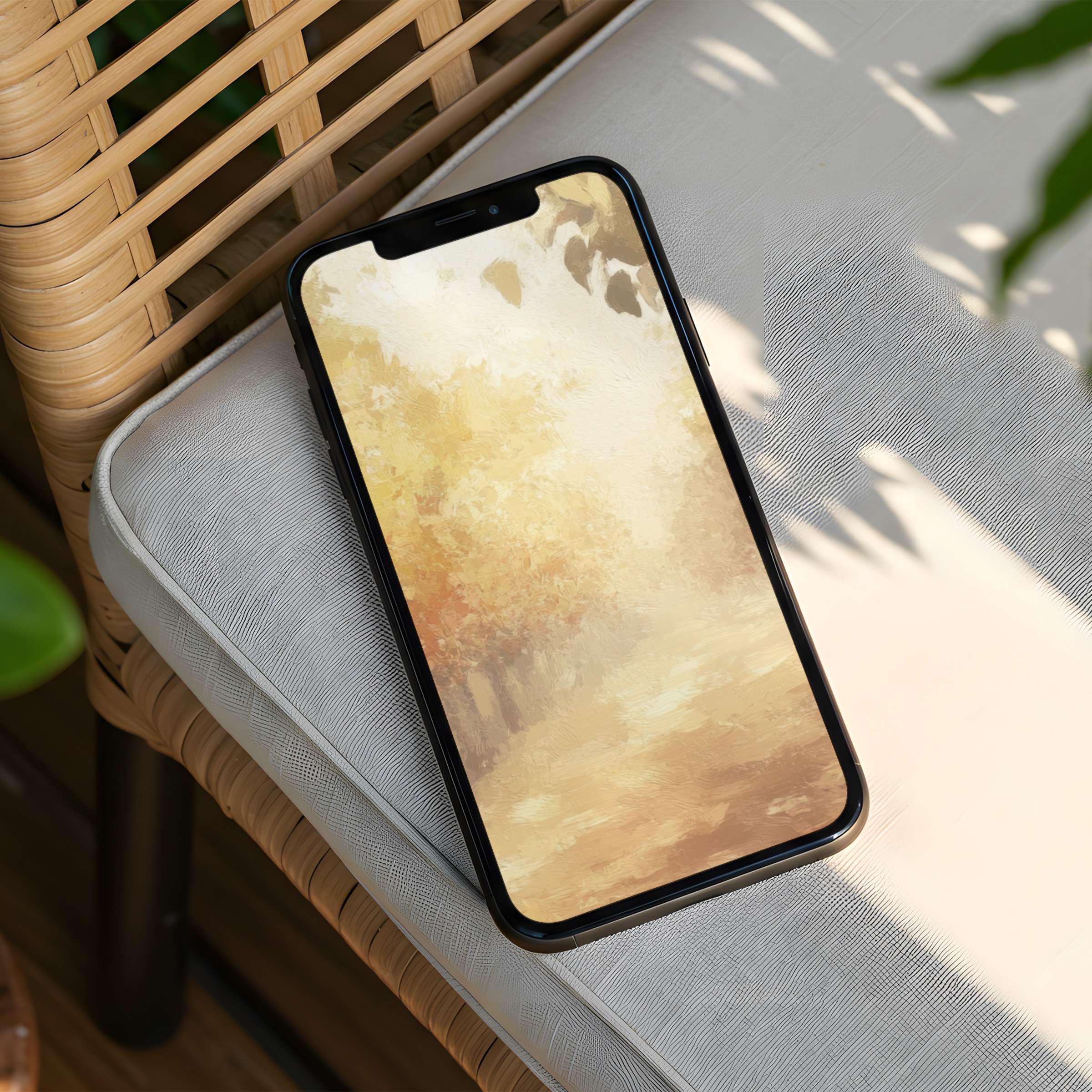 Elegant fall-themed iPhone background with calming, warm tones on a phone Perfect for iPhone and Android, instant download for tranquility