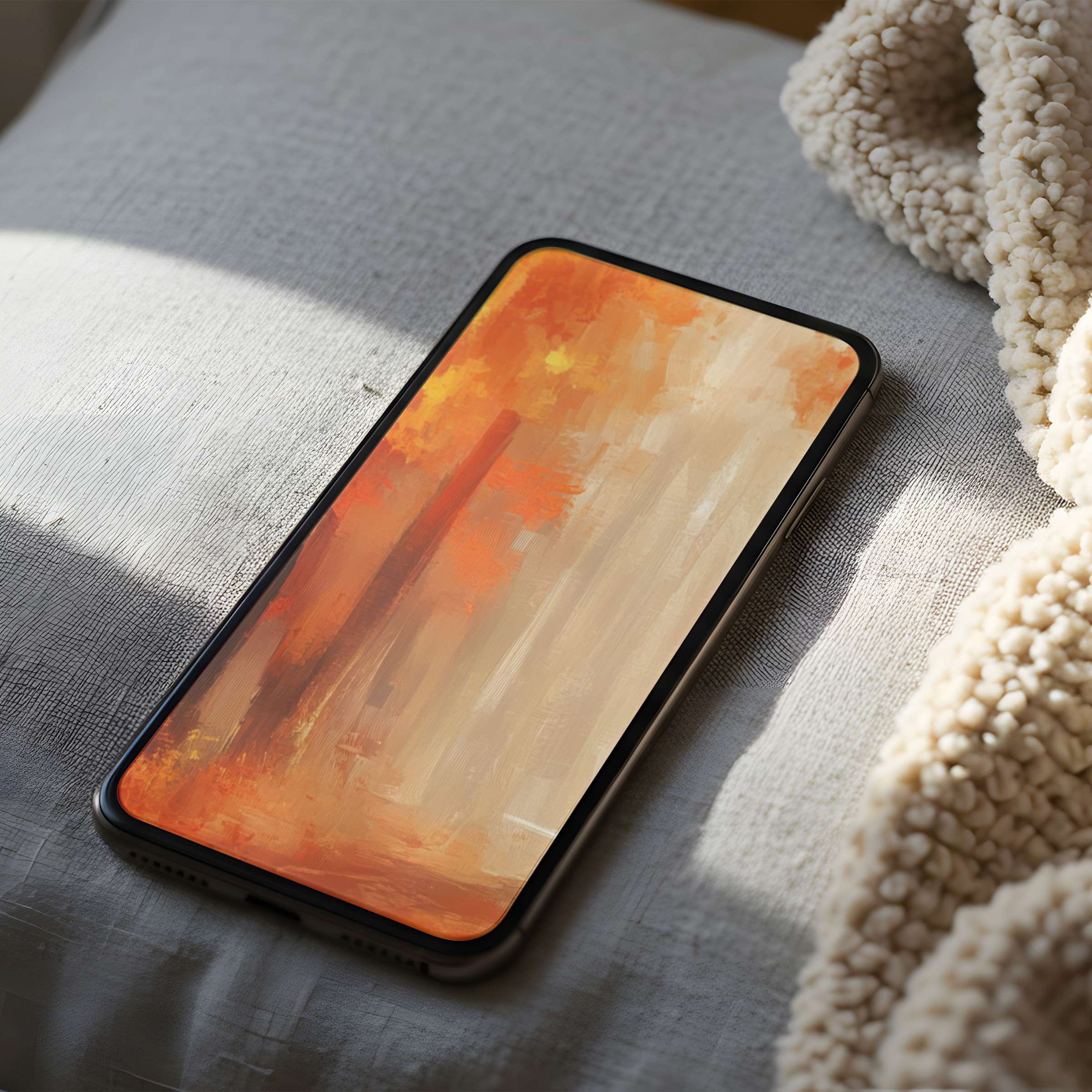 Elegant, autumn-inspired phone wallpaper featuring warm hues enhances calm, aesthetic ambiance in high-resolution for iPhone and Android