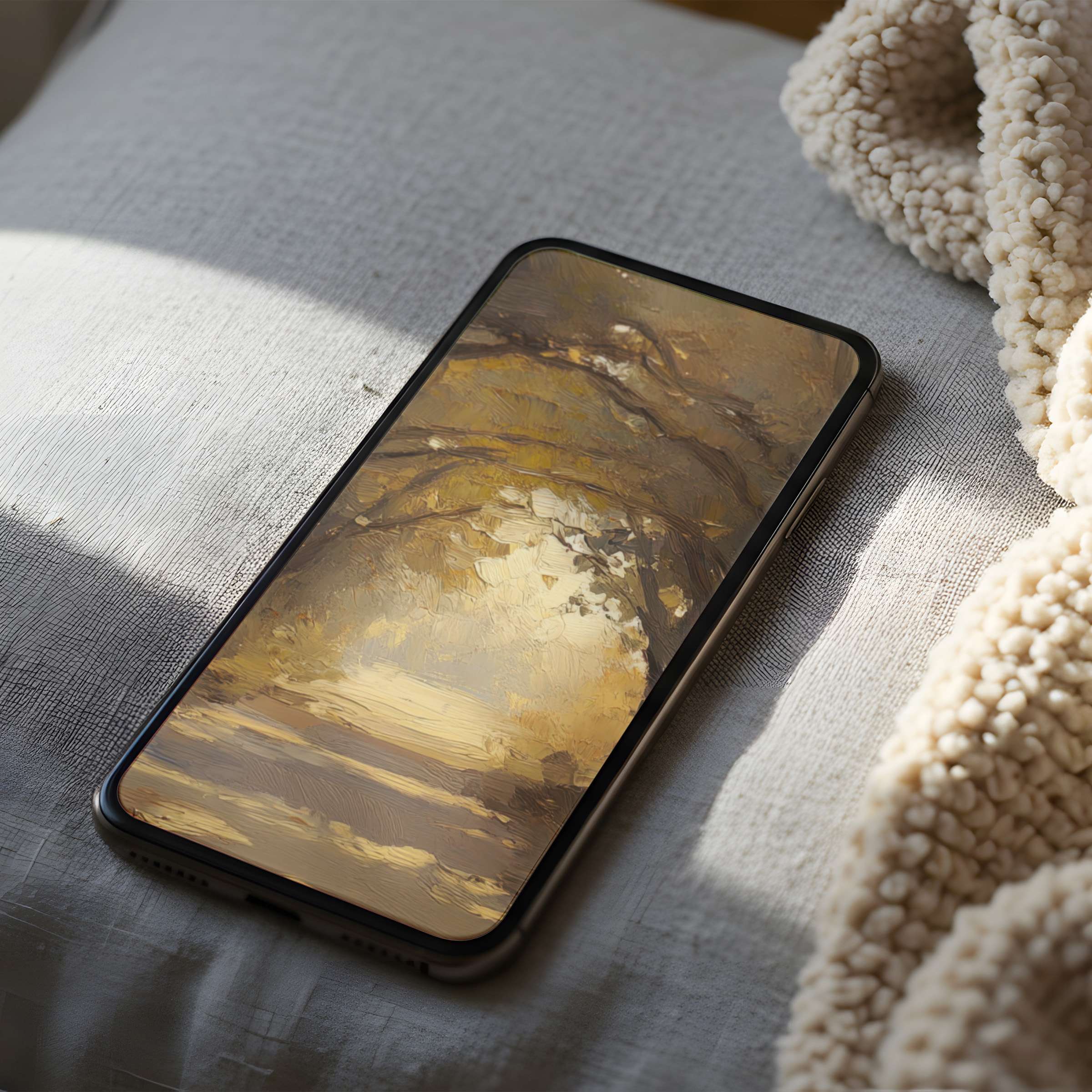 Elegant, serene phone wallpaper featuring warm, earthy abstract tones for a calming backdrop on high resolution iPhone or Android screens