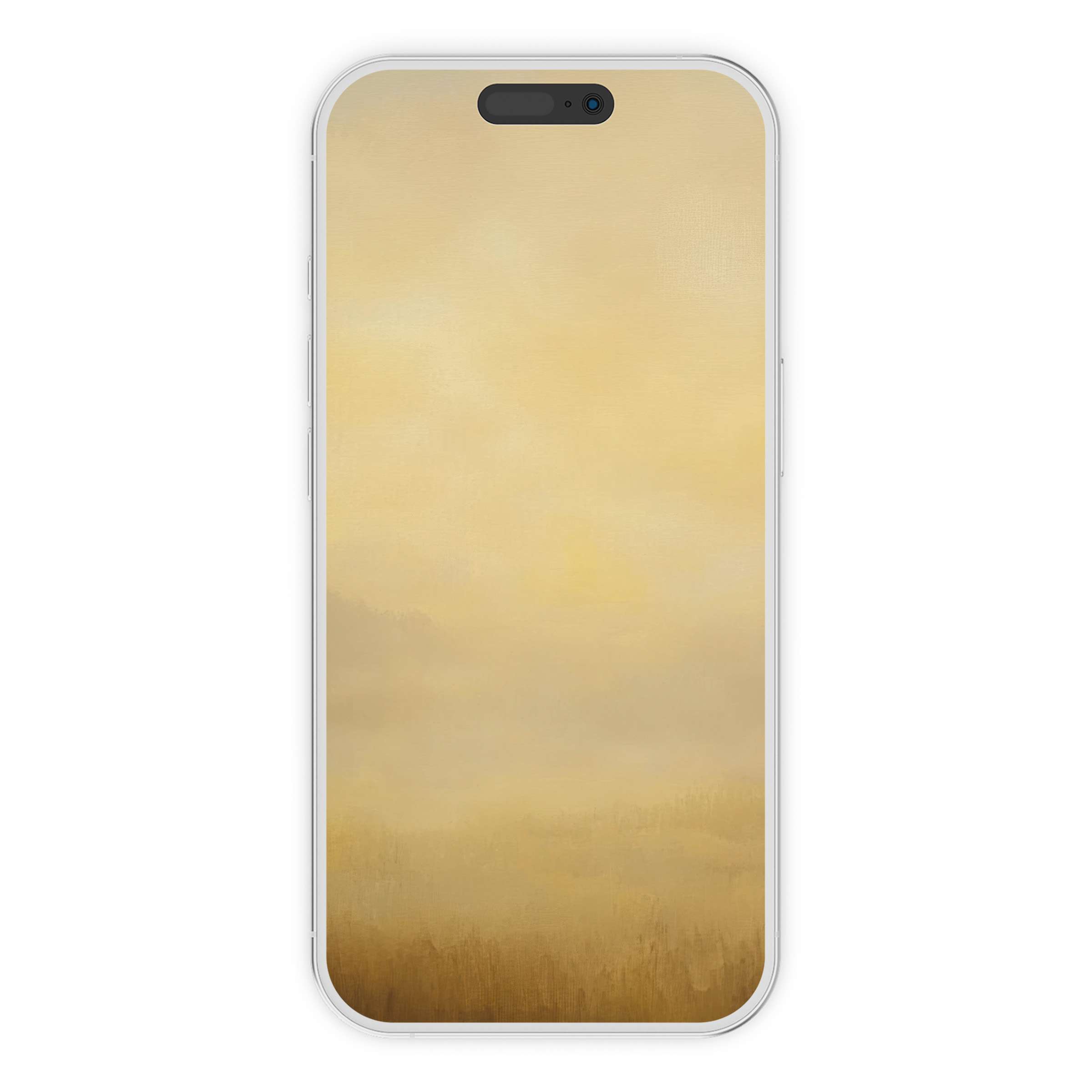 Warm gold tones with soft, misty textures in this fall iPhone wallpaper offer serenity for your phone background digital download