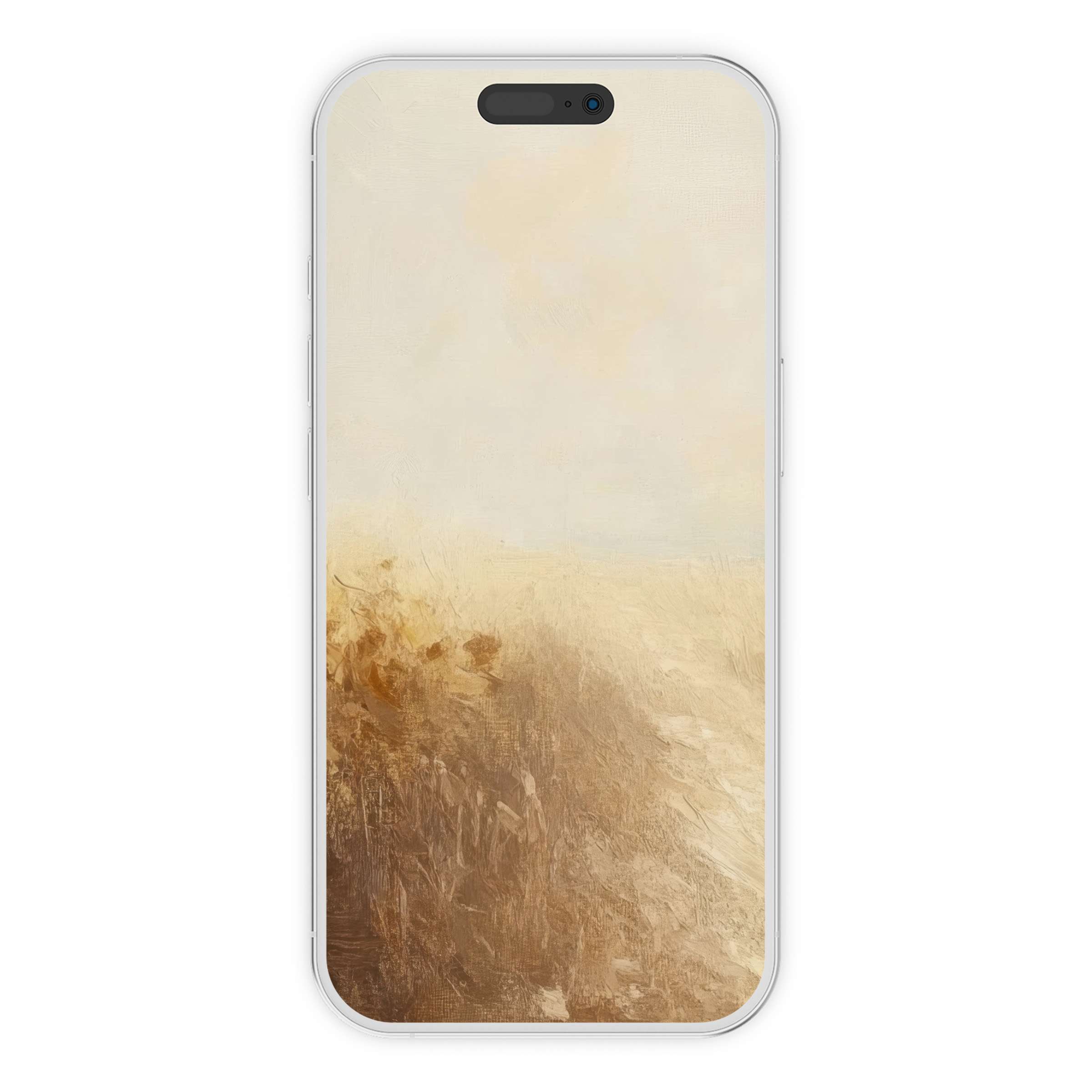 Elegant fall iPhone wallpaper with soft beige and brown brushstrokes offers a calming phone background perfect for digital download