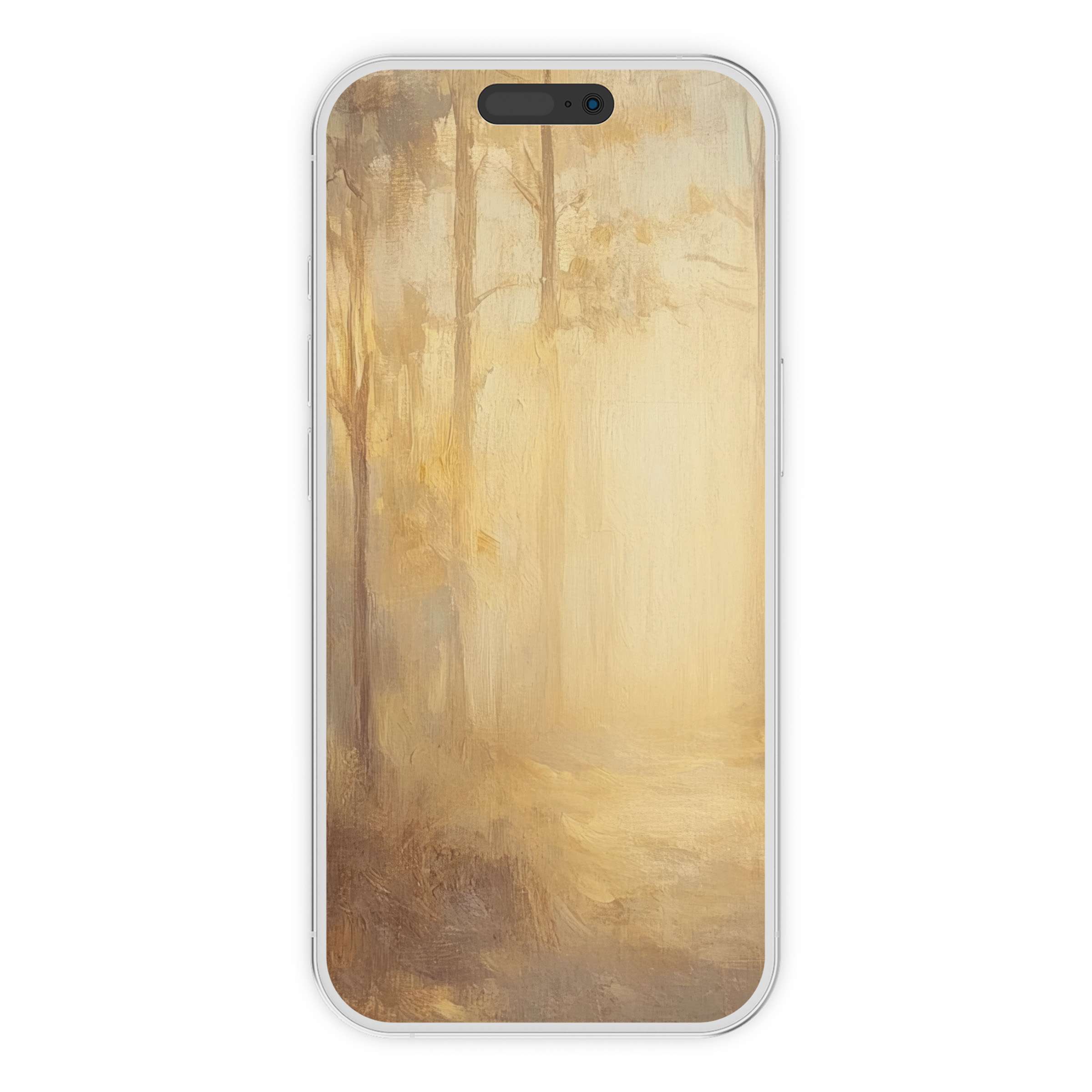 Warm, serene fall iPhone wallpaper in soft brown and beige brushstrokes, ideal digital download for elegant phone background designs