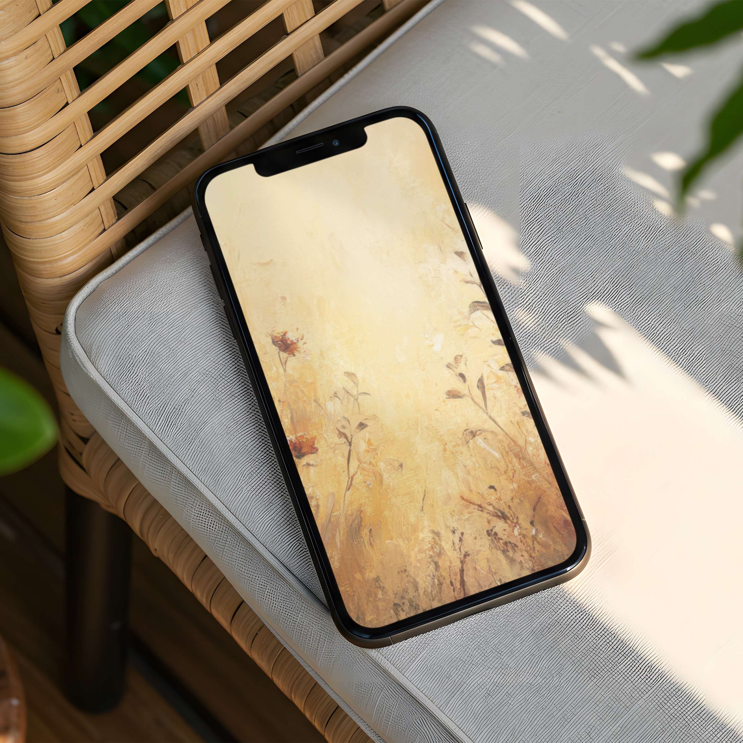 Elegant iPhone background with warm, earthy floral tones offers instant download for your phone inspiring calm and mindfulness