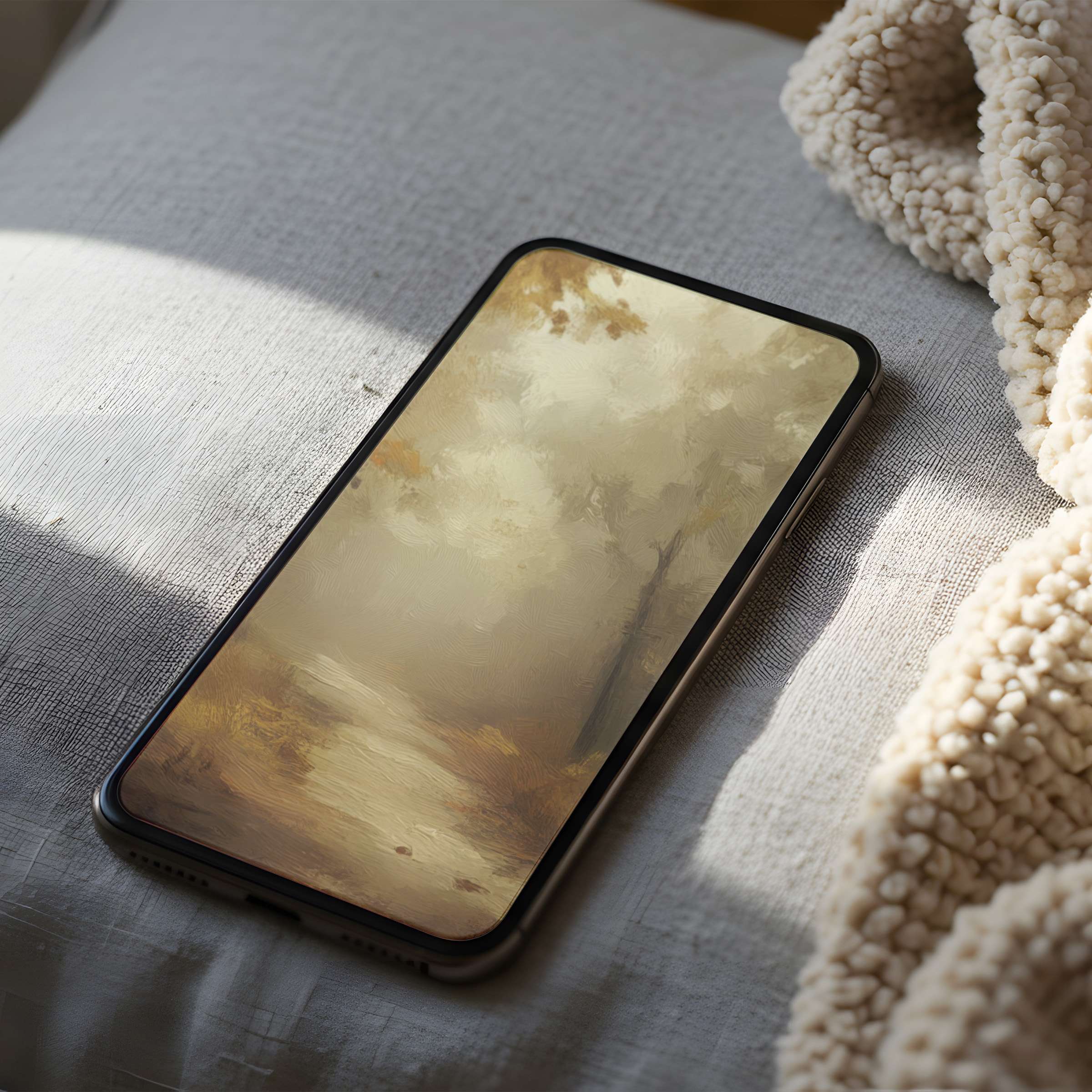 phone wallpaper showcasing serene landscape in soft beige hues offering high resolution download for iPhone and android devices