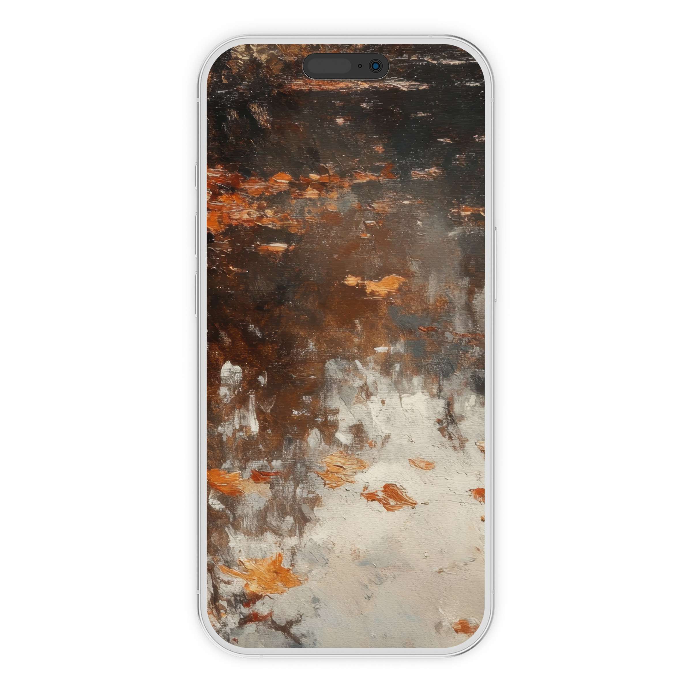 Elegant fall iPhone wallpaper featuring a serene abstract autumn scene with earthy tones perfect for phone background digital download