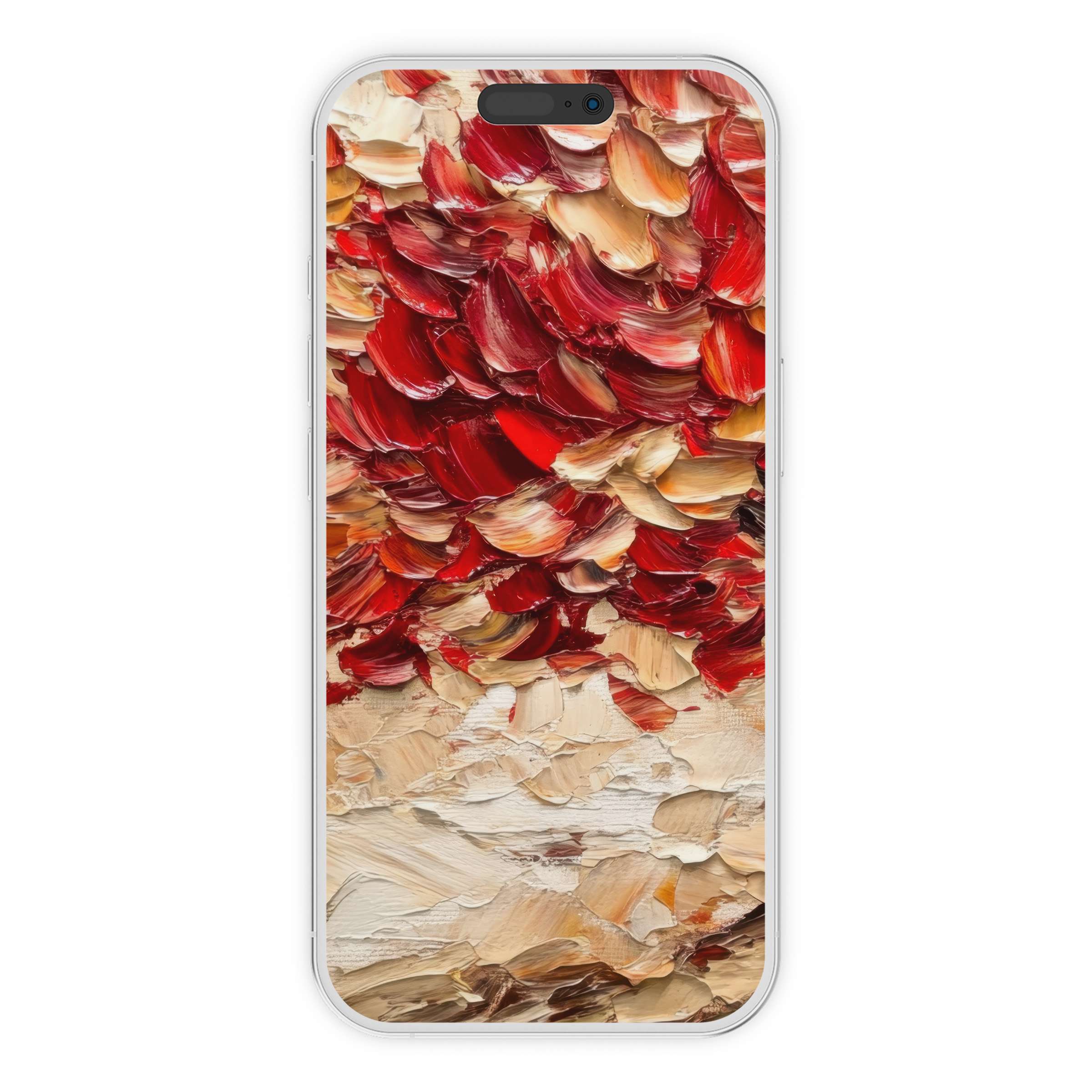 Elegant fall iPhone wallpaper with bold red and beige brush strokes ideal for phone backgrounds digital download timeless abstract art