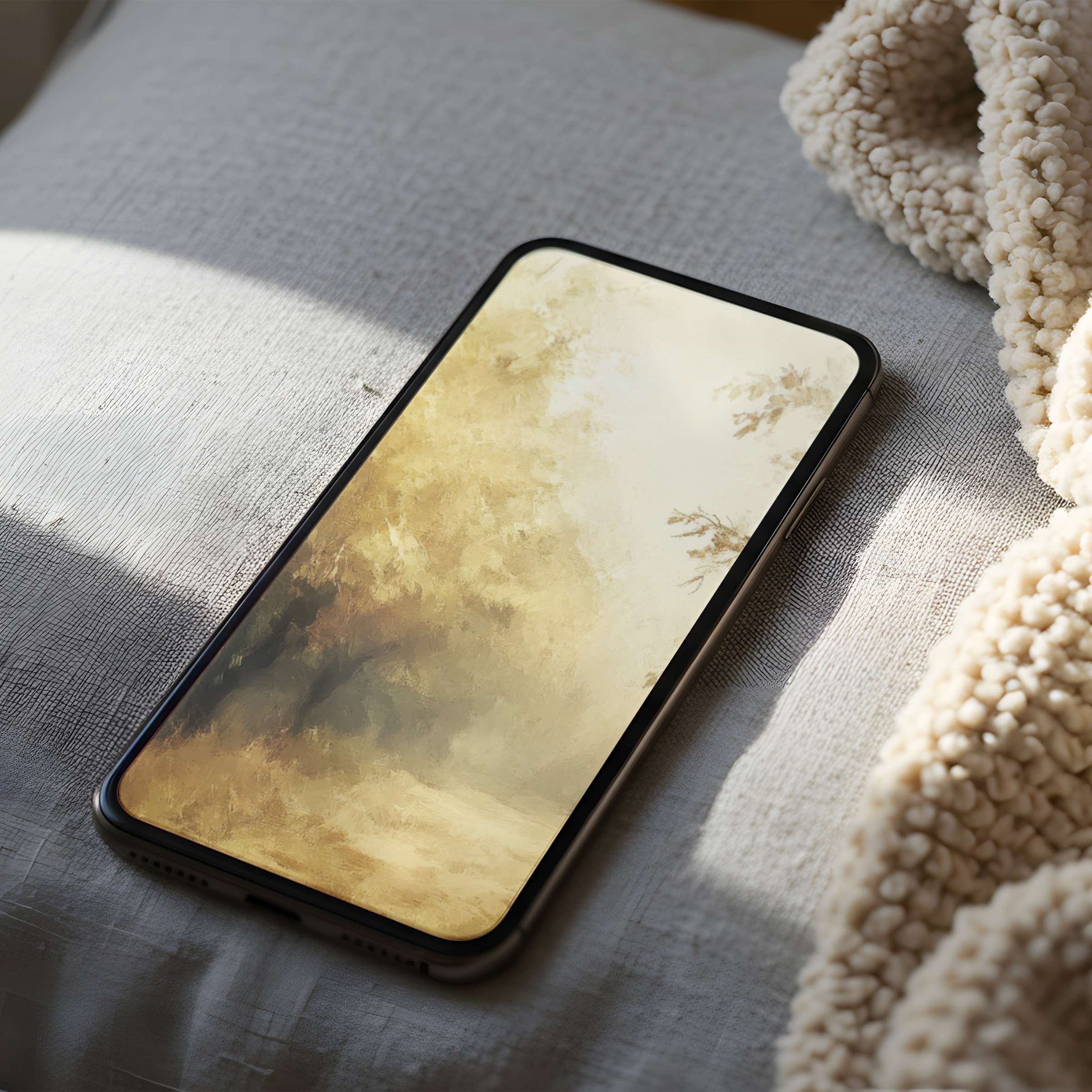 Elegant phone wallpaper with serene abstract landscape in warm tones, high resolution, perfect for iPhone and Android digital download