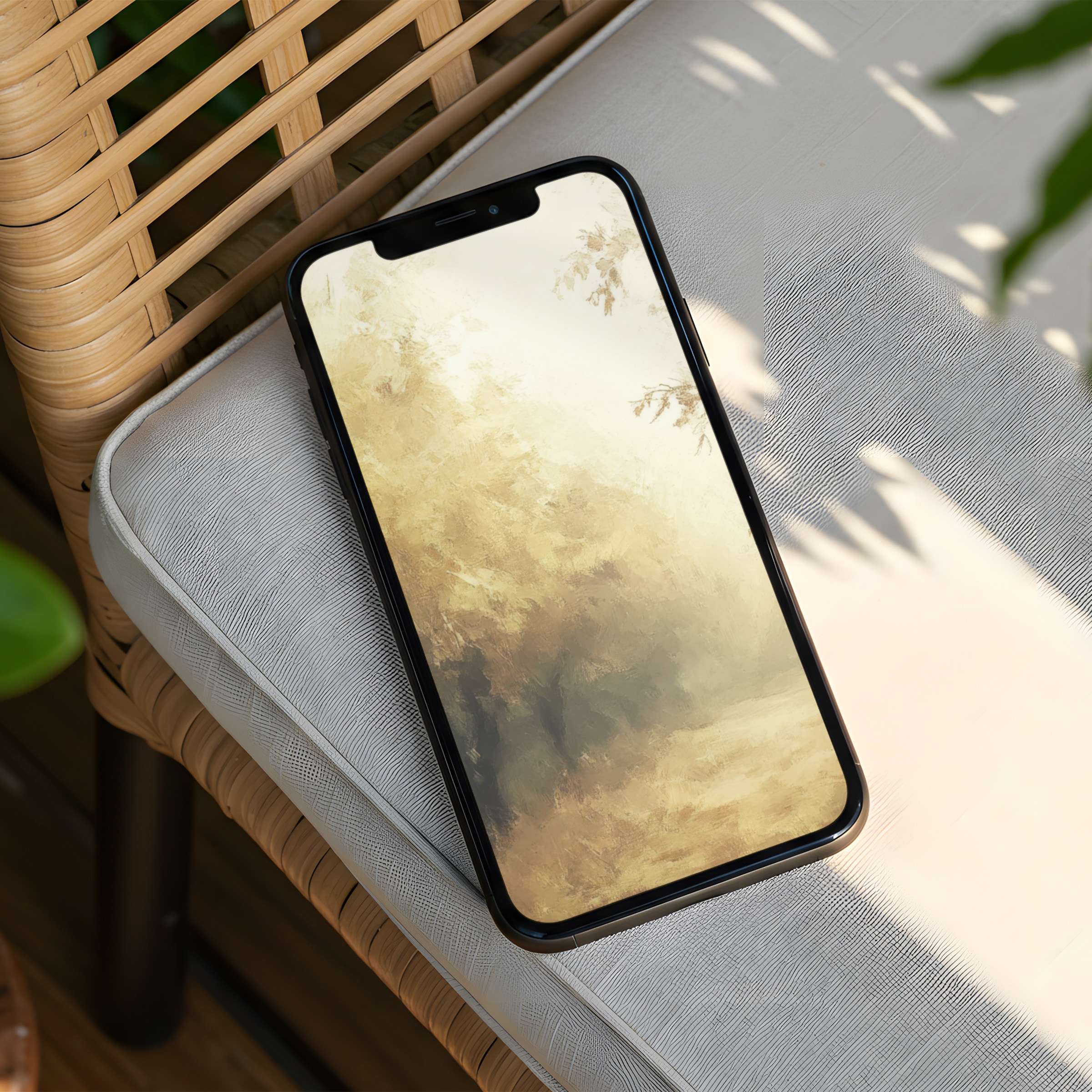 Elegant iPhone background featuring serene watercolor landscape for instant download to enhance phone's aesthetic and mindfulness