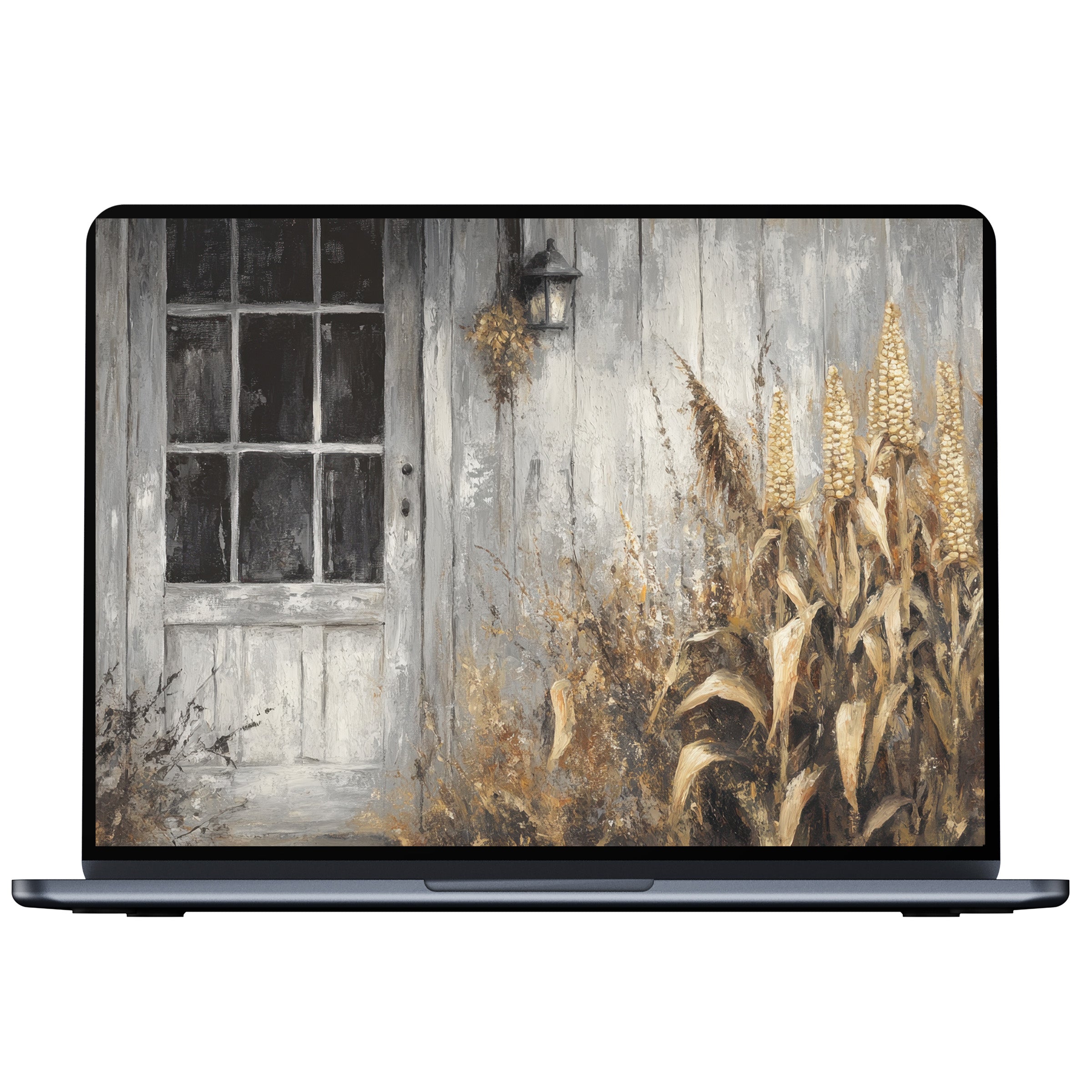Farmhouse desktop wallpaper digital download in earthy tones enhances calm and elegance suitable for PC, laptop, or Mac devices