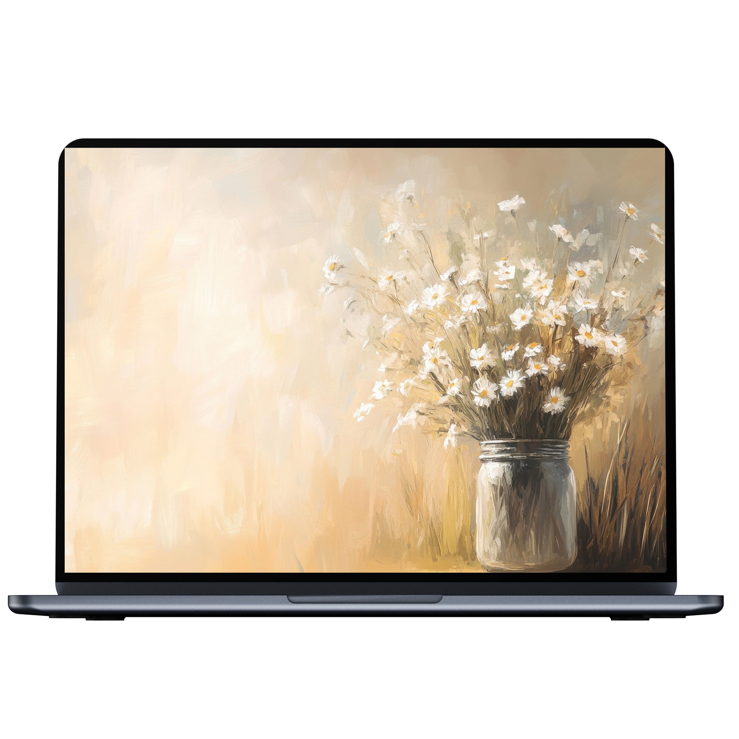 Farmhouse desktop wallpaper with rustic floral art in soothing pastels for digital download offering calm on PC and laptop screens