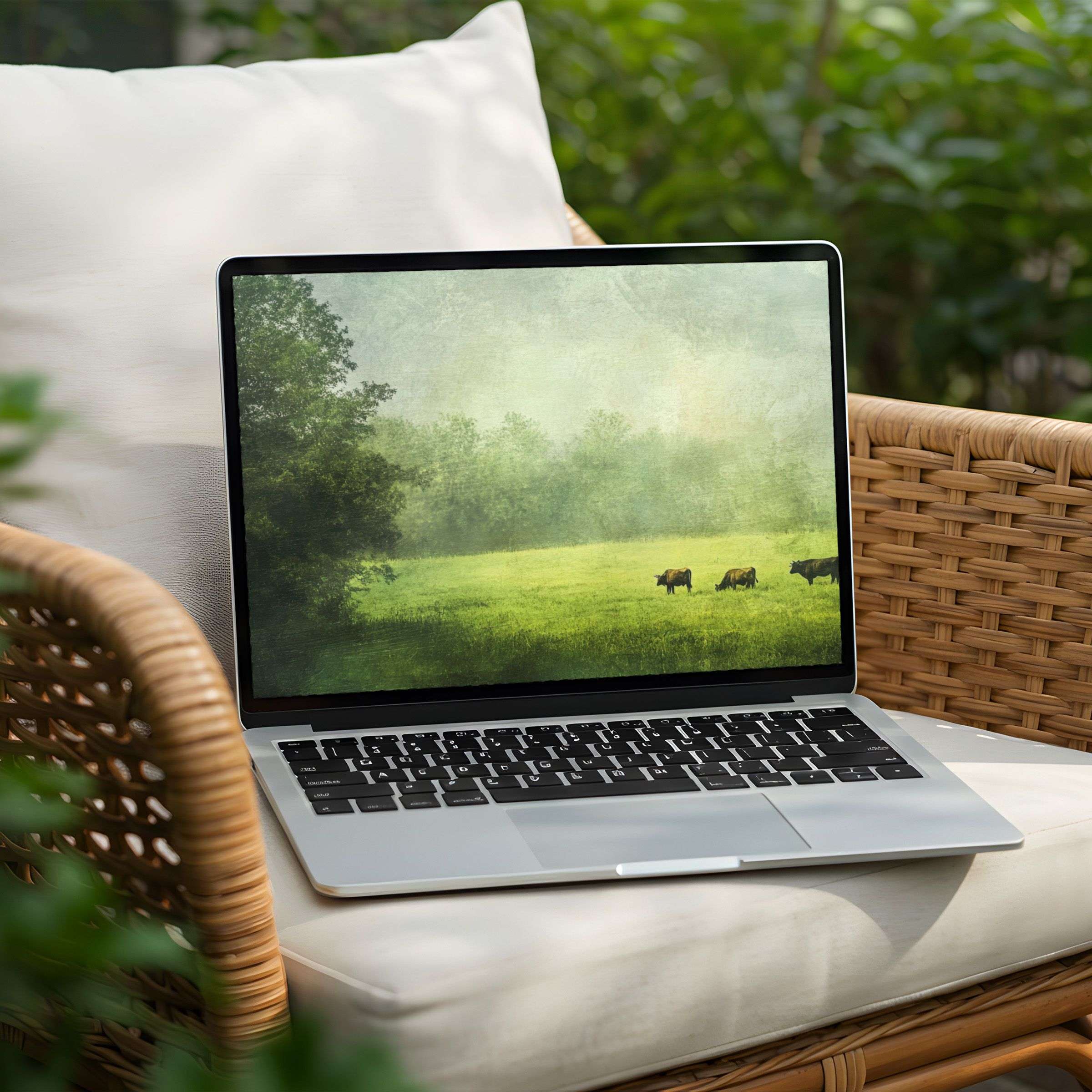Tranquil green landscape desktop background for PC and Laptop instant download inspires calm and elegance in any space