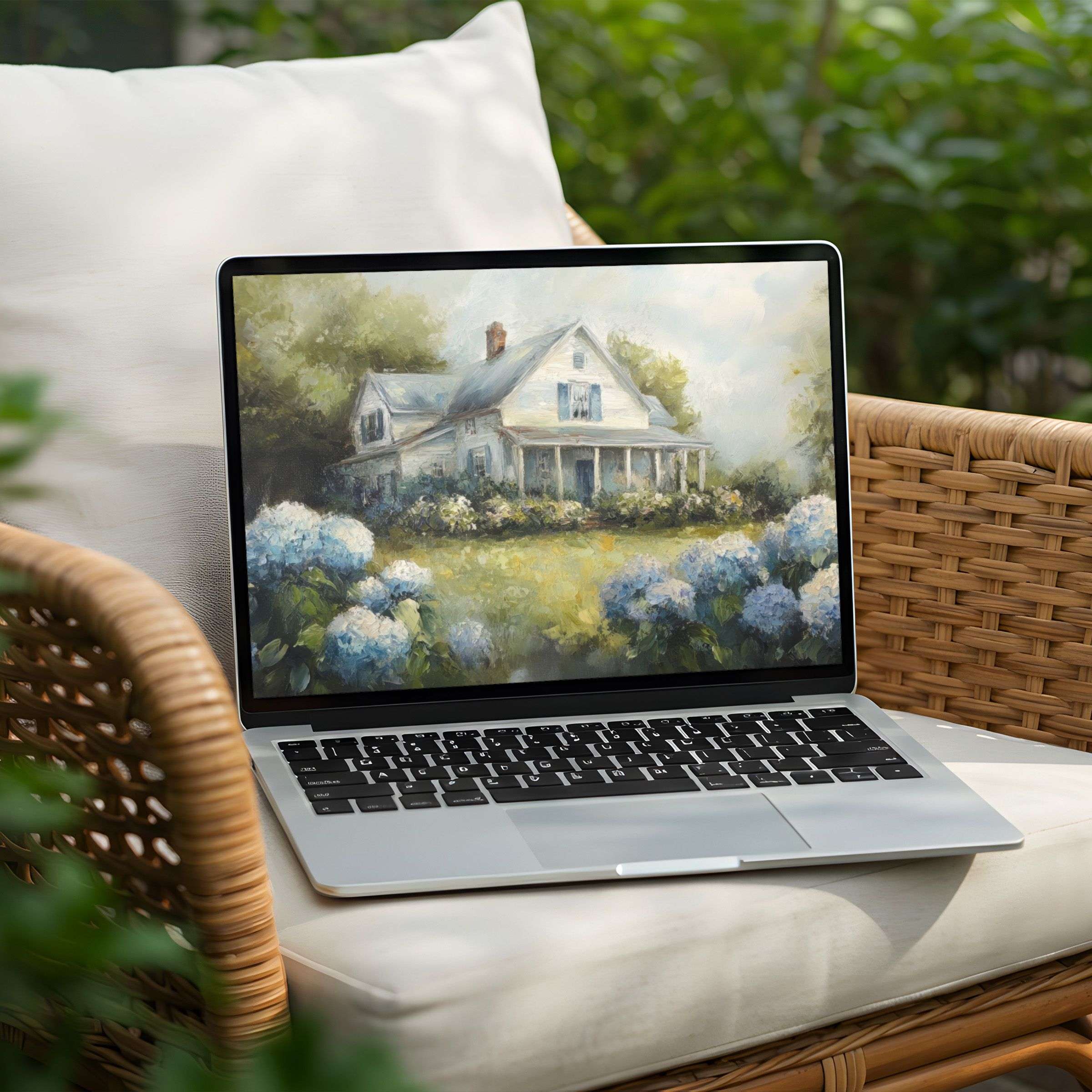 Elegant rustic house desktop background for PC or Laptop instant download to inspire calm and mindfulness in digital spaces