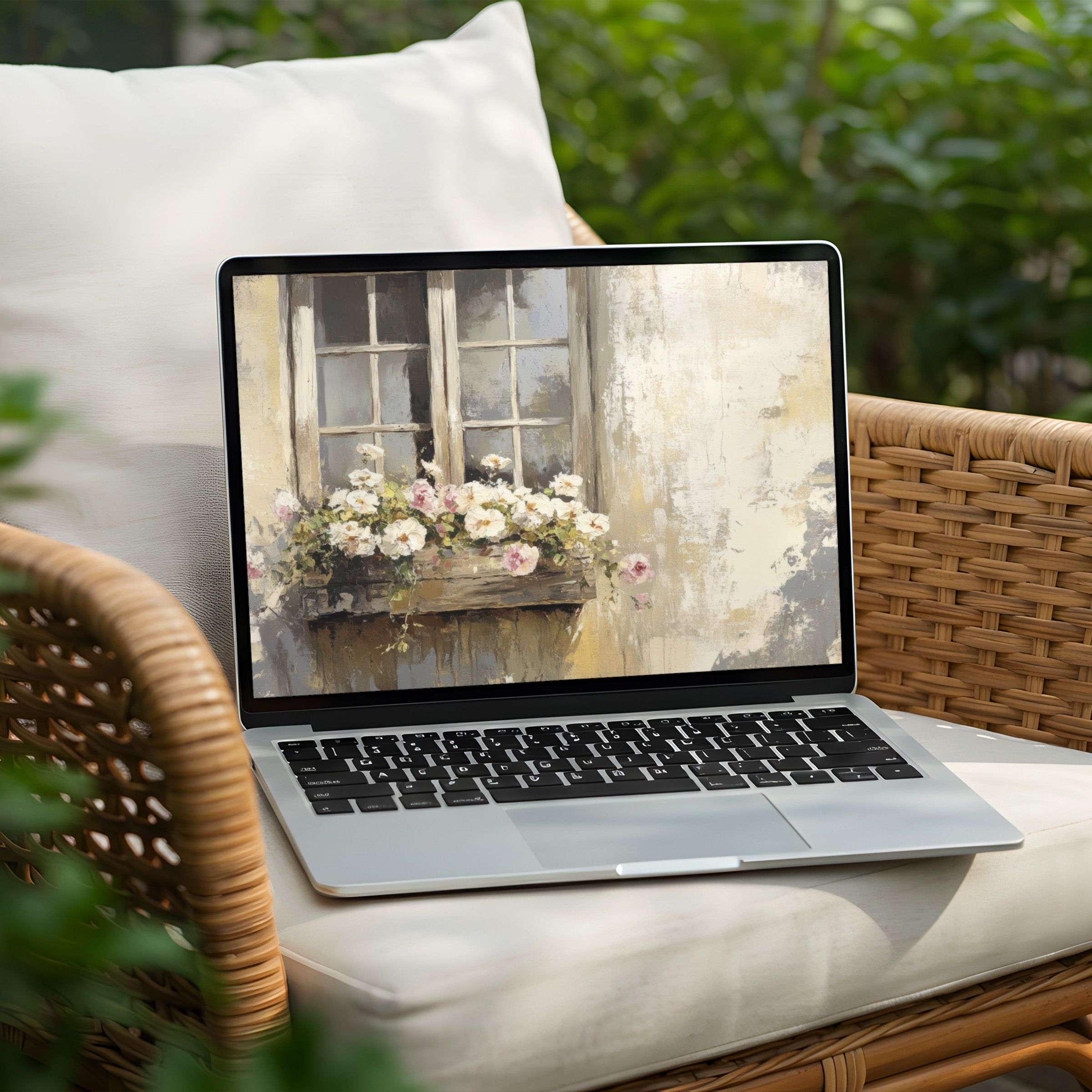 Elegant floral desktop background for PC and Laptop creating calm, mindful inspiration available as an instant download