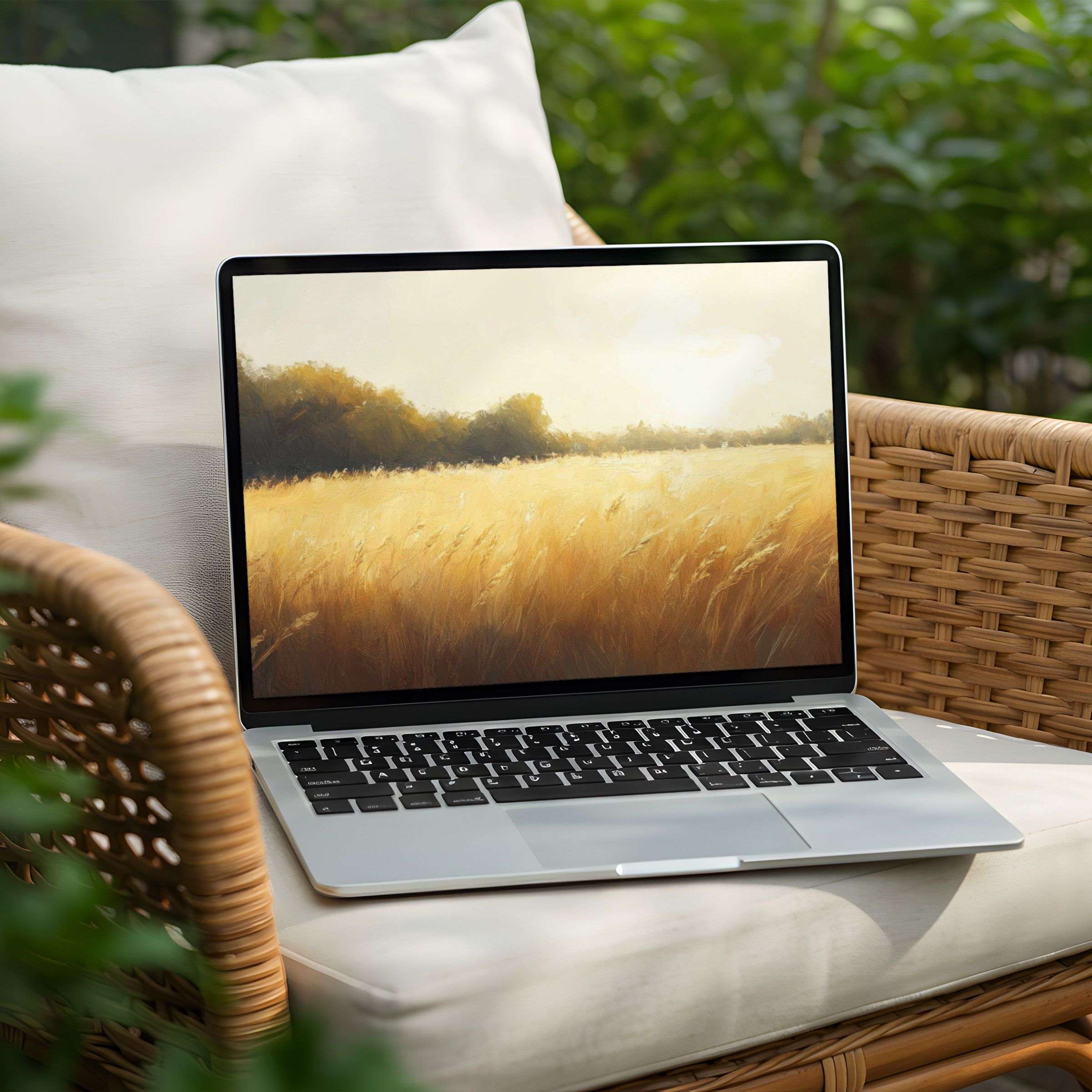 Golden wheat field landscape on PC adds calm elegance to your desktop background instant download for Laptop or computer