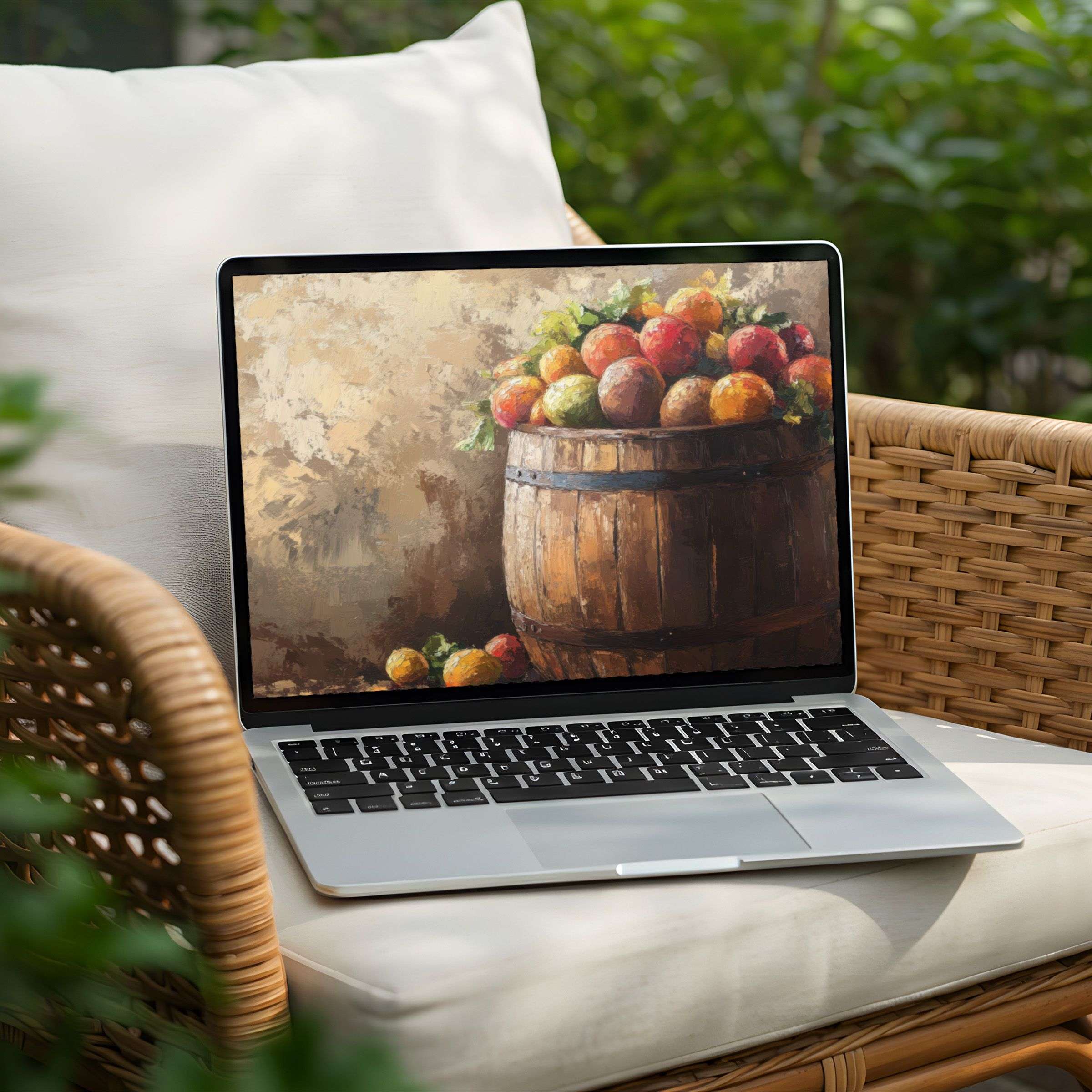 Basket of rustic apples desktop background for PC and Laptop instills calm and elegance with instant download option