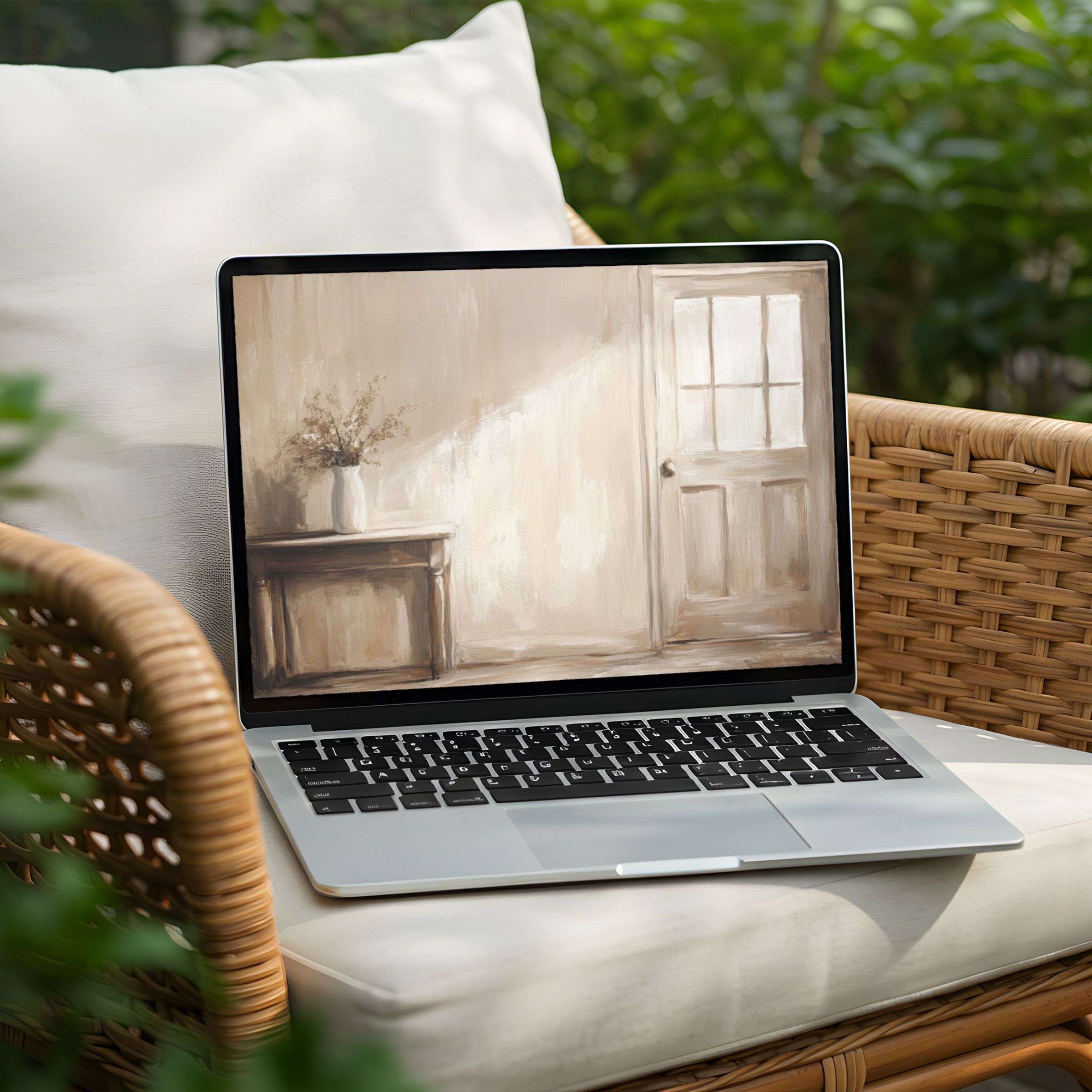 Elegant desktop background with soft beige hues for PC and Laptop Instant download inspires calm and mindfulness