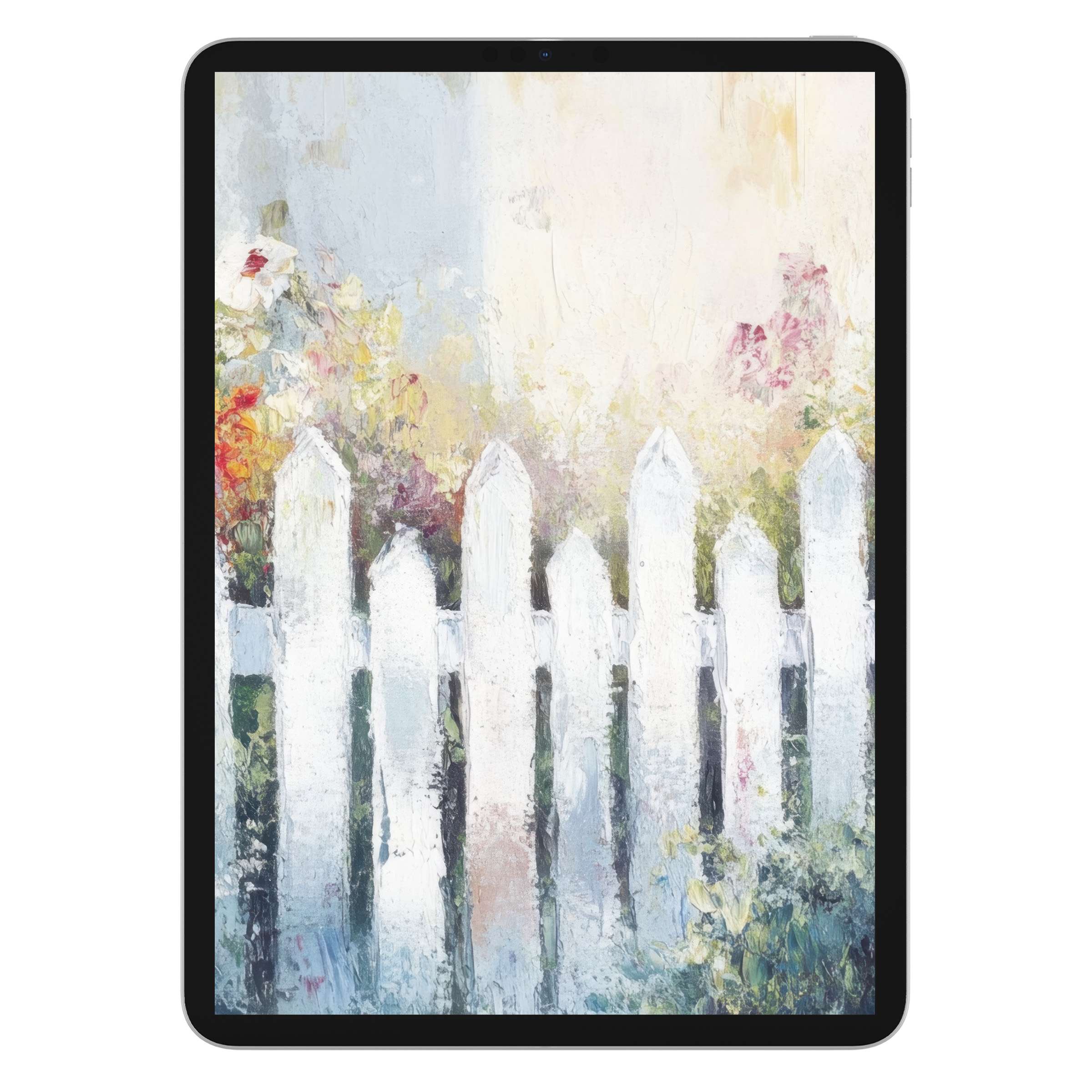Farmhouse iPad wallpaper digital download offers serene pastel hues and textured elegance for a calming tablet background